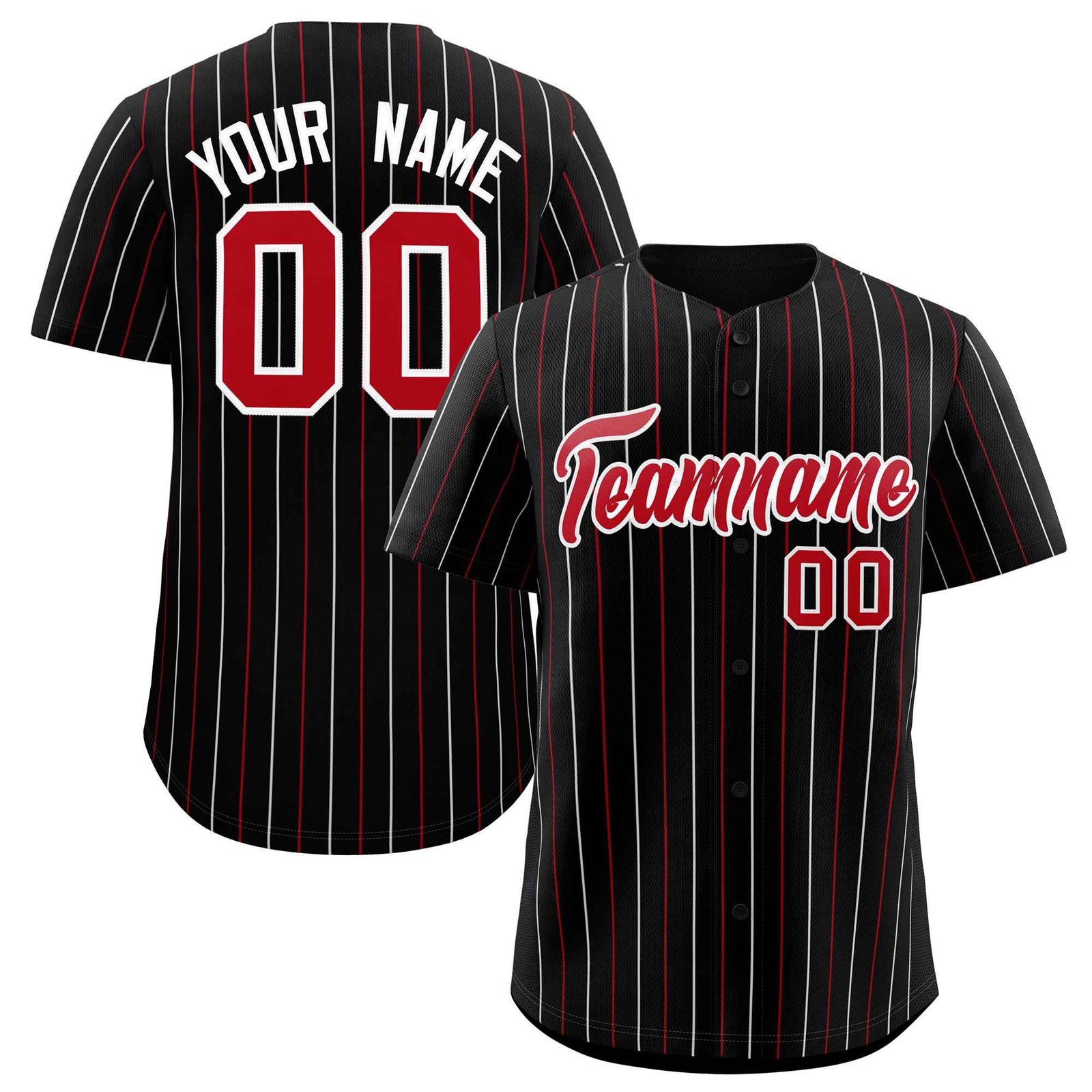 Custom Black Red and White Bi-Color Stripes Fashion Authentic Baseball Jersey