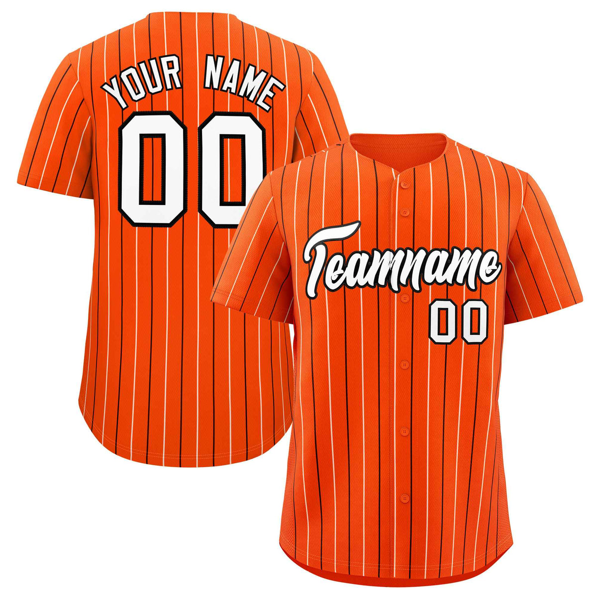 Custom Orange White and Black Bi-Color Stripes Fashion Authentic Baseball Jersey