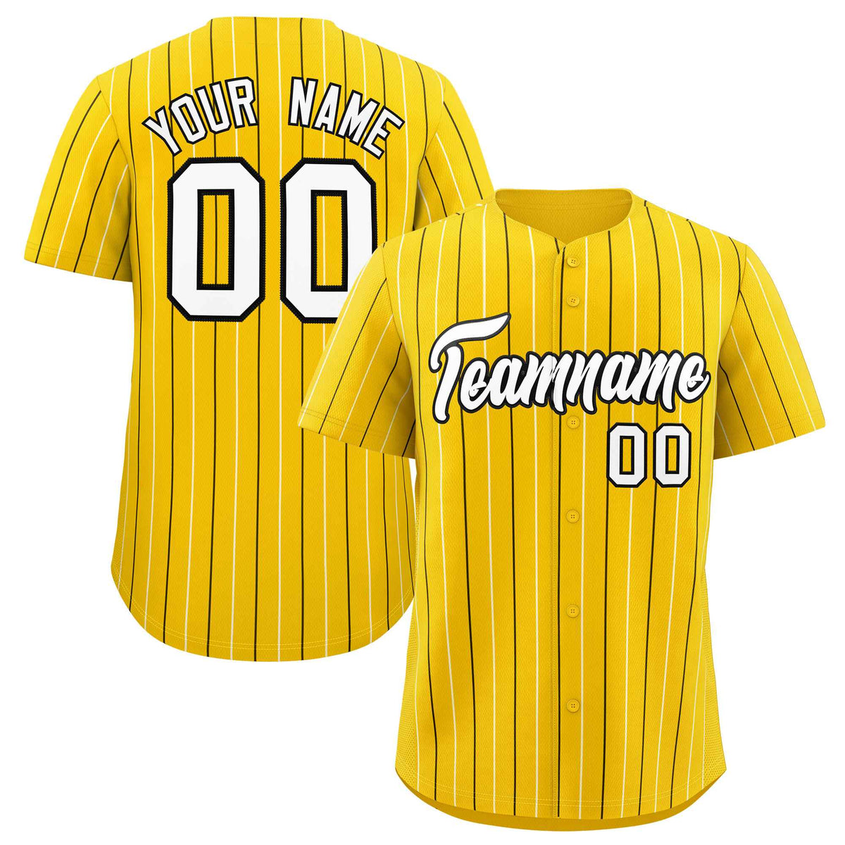 Custom Gold Black and White Bi-Color Stripes Fashion Authentic Baseball Jersey