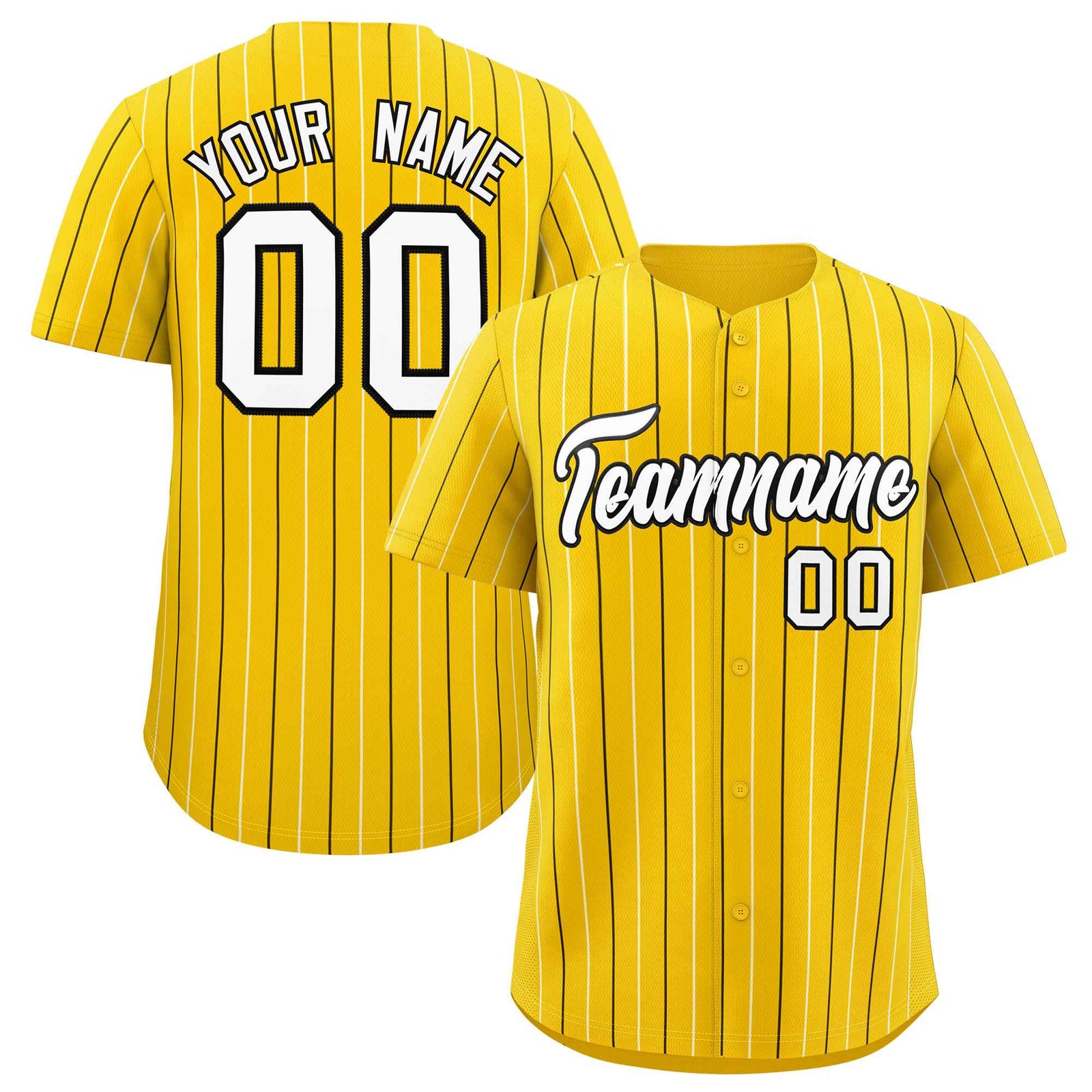 Custom Gold Black and White Bi-Color Stripes Fashion Authentic Baseball Jersey