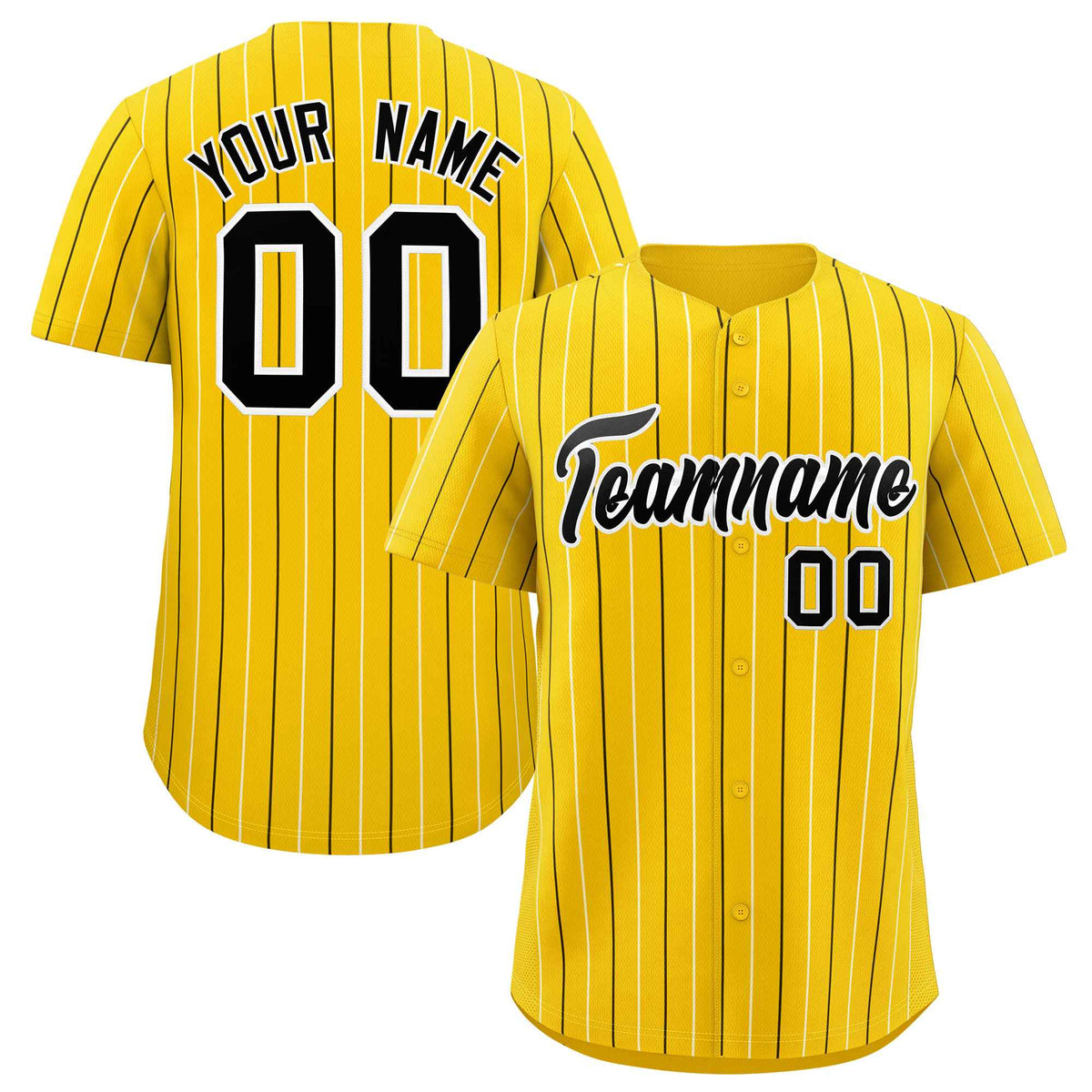 Custom Gold Black and White Bi-Color Stripes Fashion Authentic Baseball Jersey