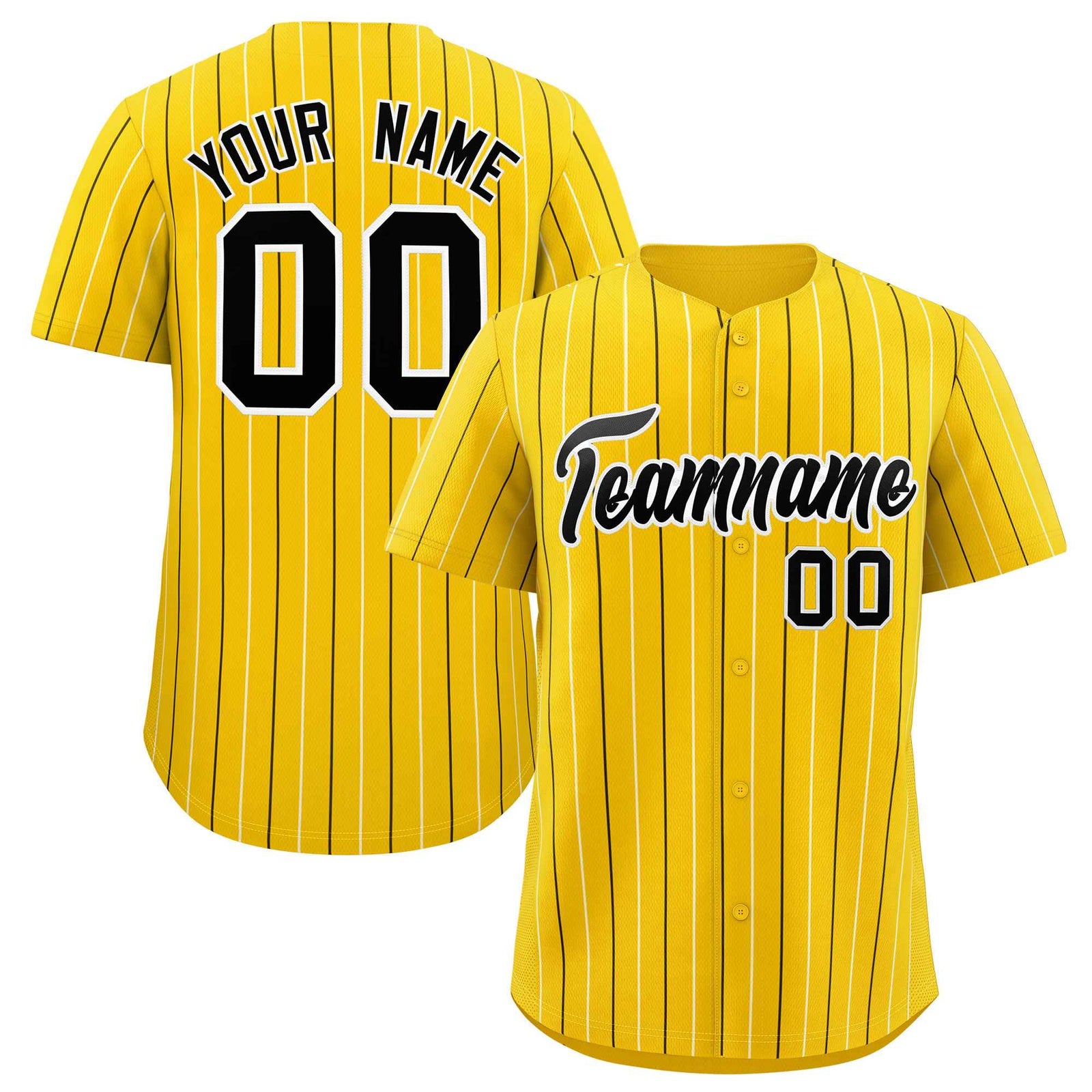 Custom Gold Black and White Bi-Color Stripes Fashion Authentic Baseball Jersey