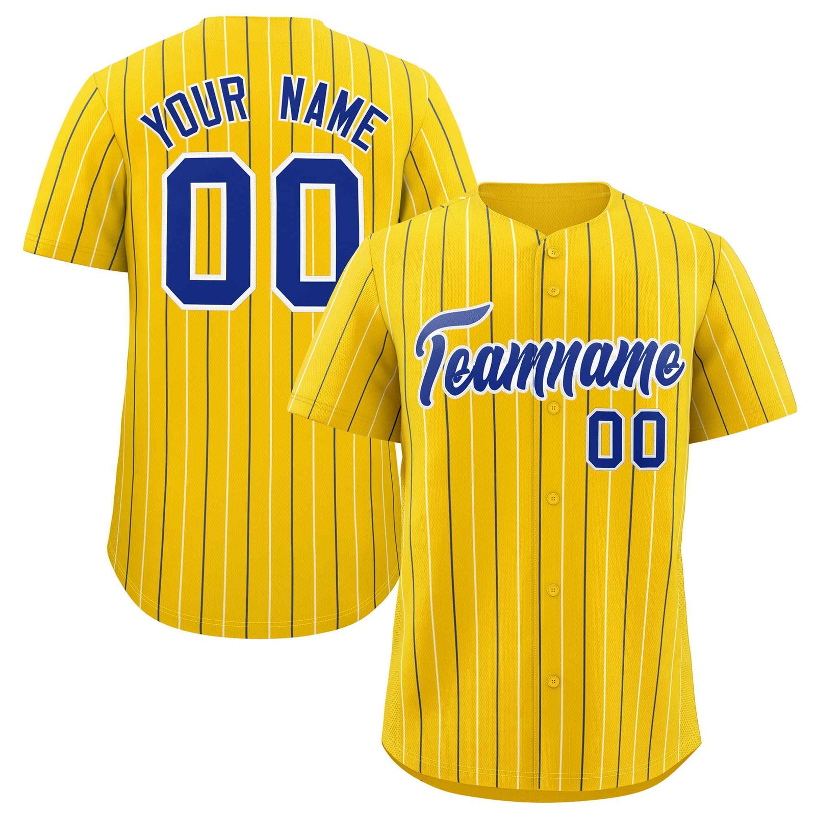 Custom Gold Royal and White Bi-Color Stripes Fashion Authentic Baseball Jersey