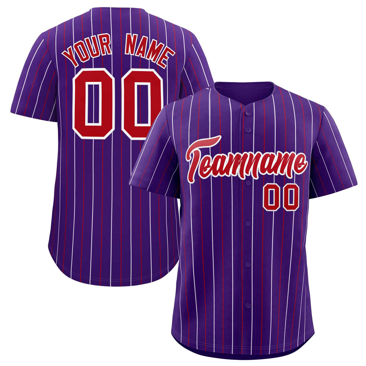 Custom Purple Red and White Bi-Color Stripes Fashion Authentic Baseball Jersey