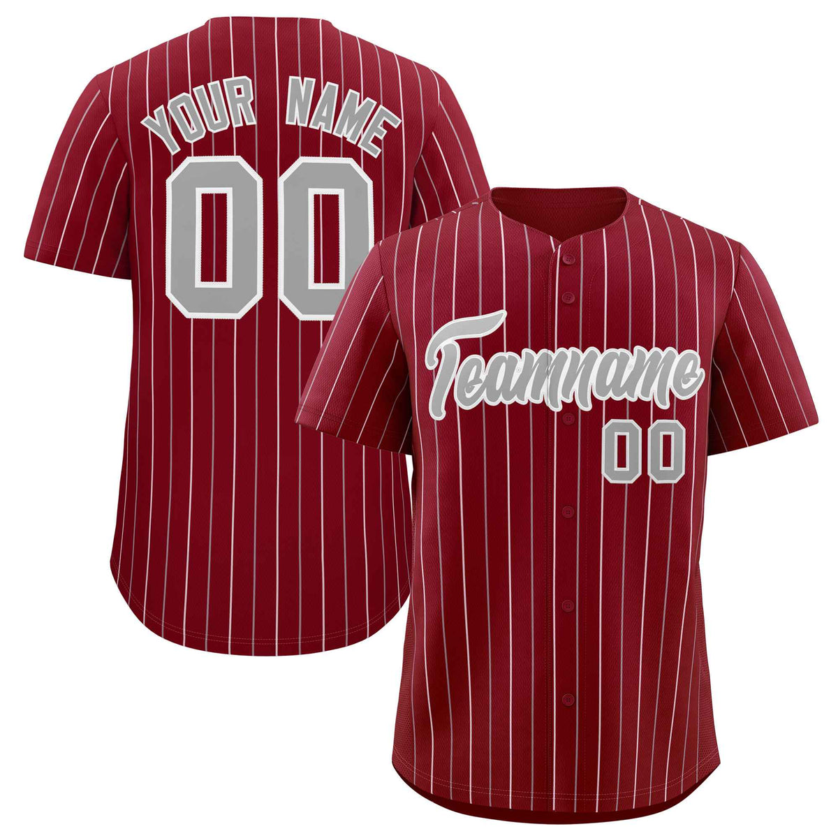 Custom Crimson Gray and White Bi-Color Stripes Fashion Authentic Baseball Jersey