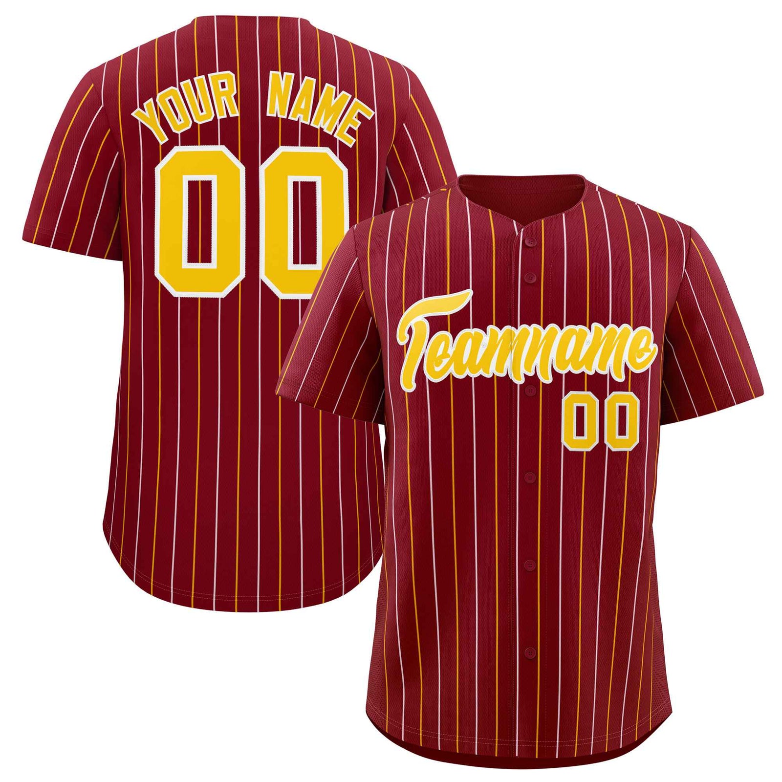 Custom Crimson Gold and White Bi-Color Stripes Fashion Authentic Baseball Jersey