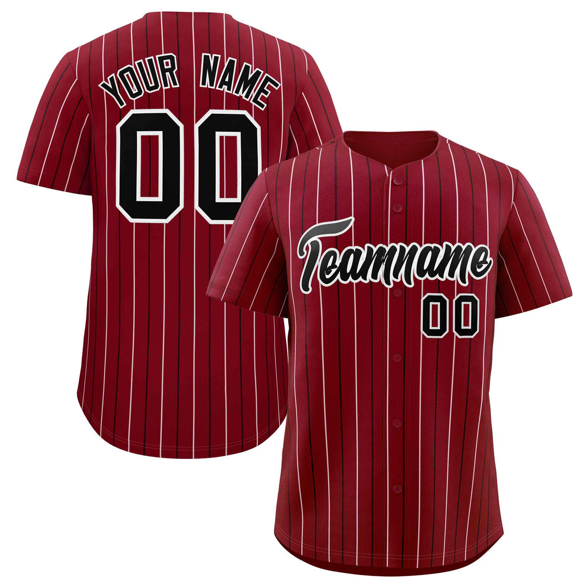 Custom Crimson Black and White Bi-Color Stripes Fashion Authentic Baseball Jersey