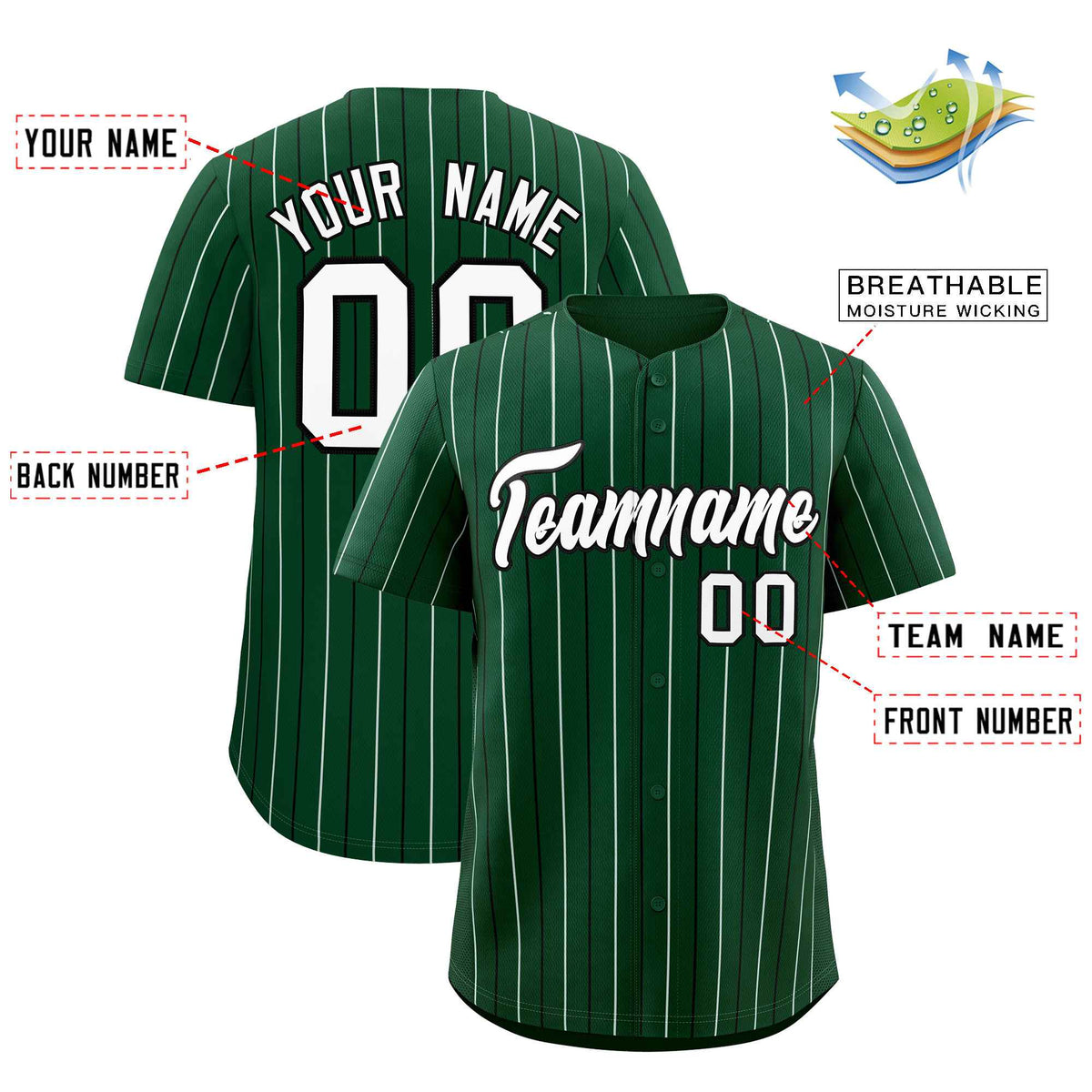 Custom Green Black and White Bi-Color Stripes Fashion Authentic Baseball Jersey
