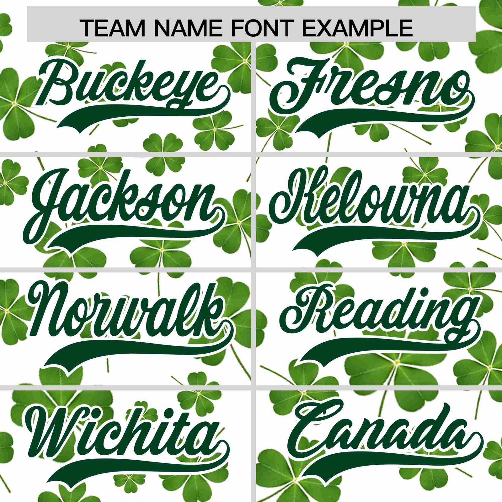 Custom White Green St.Patrick's Day Personalized Four Leaf Clover Pattern Baseball Jersey