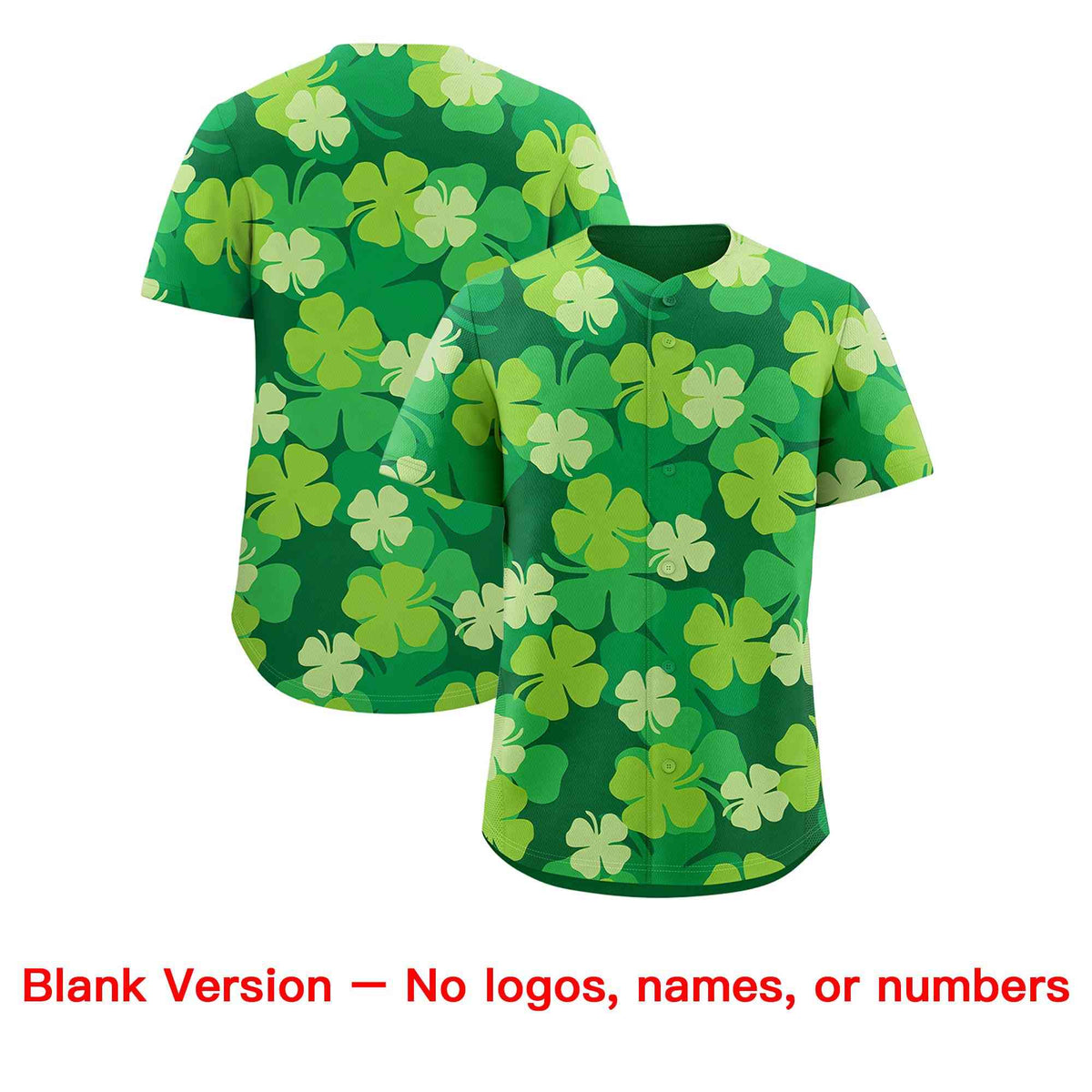 Custom Kelly Green White St.Patrick's Day Personalized Four Leaf Clover Pattern Baseball Jersey| KXKSHOP
