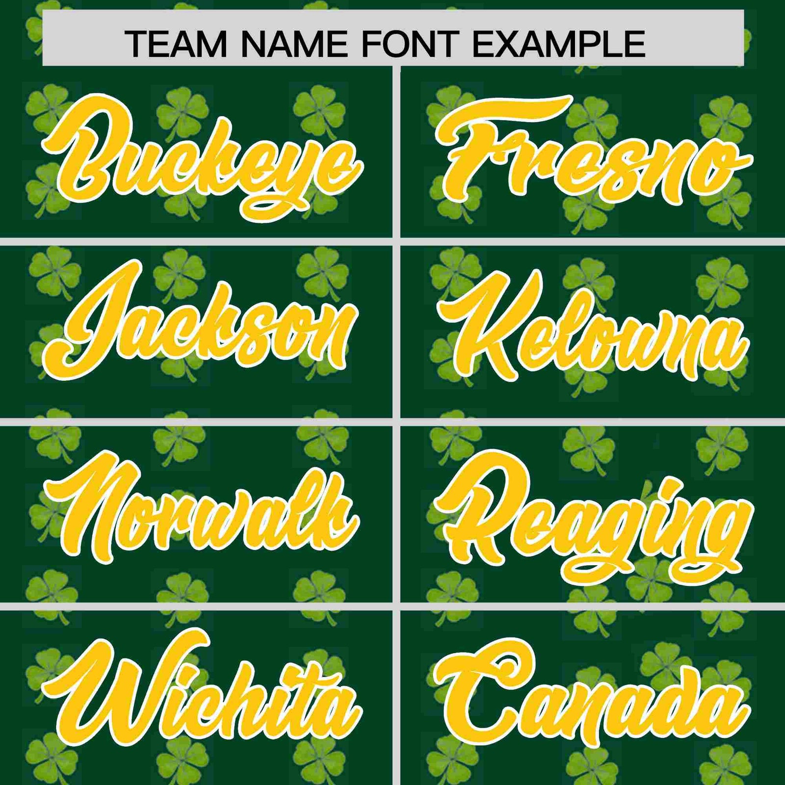 Custom Green Gold St.Patrick's Day Personalized Four Leaf Clover Pattern Baseball Jersey