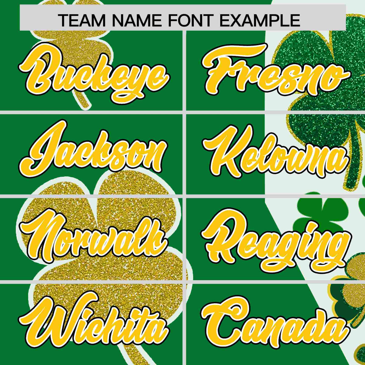 Custom Kelly Green Gold St.Patrick's Day Personalized Four Leaf Clover Pattern Baseball Jersey