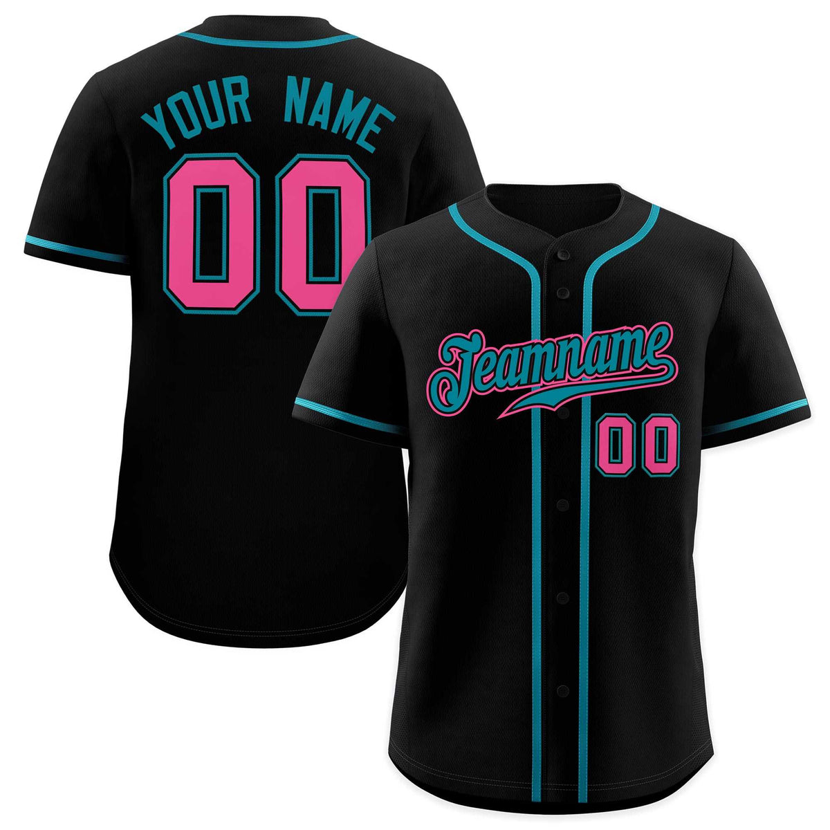 Custom Black Teal Classic Style Authentic Baseball Jersey