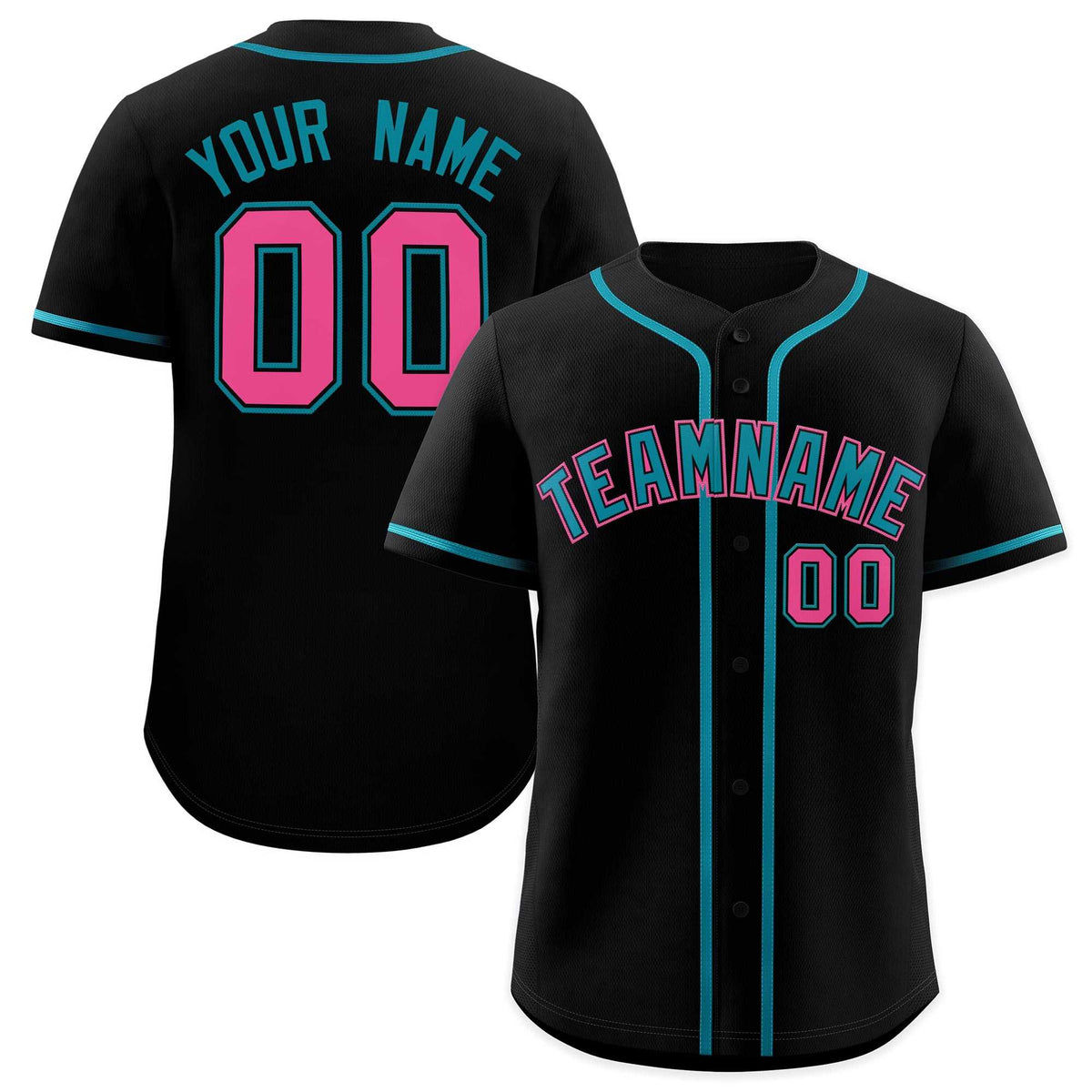 Custom Black Teal Classic Style Authentic Baseball Jersey