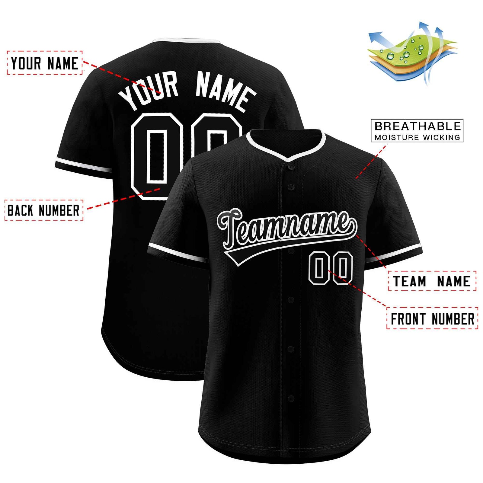 Custom Black White Classic Style Authentic Baseball Jersey| KXKSHOP