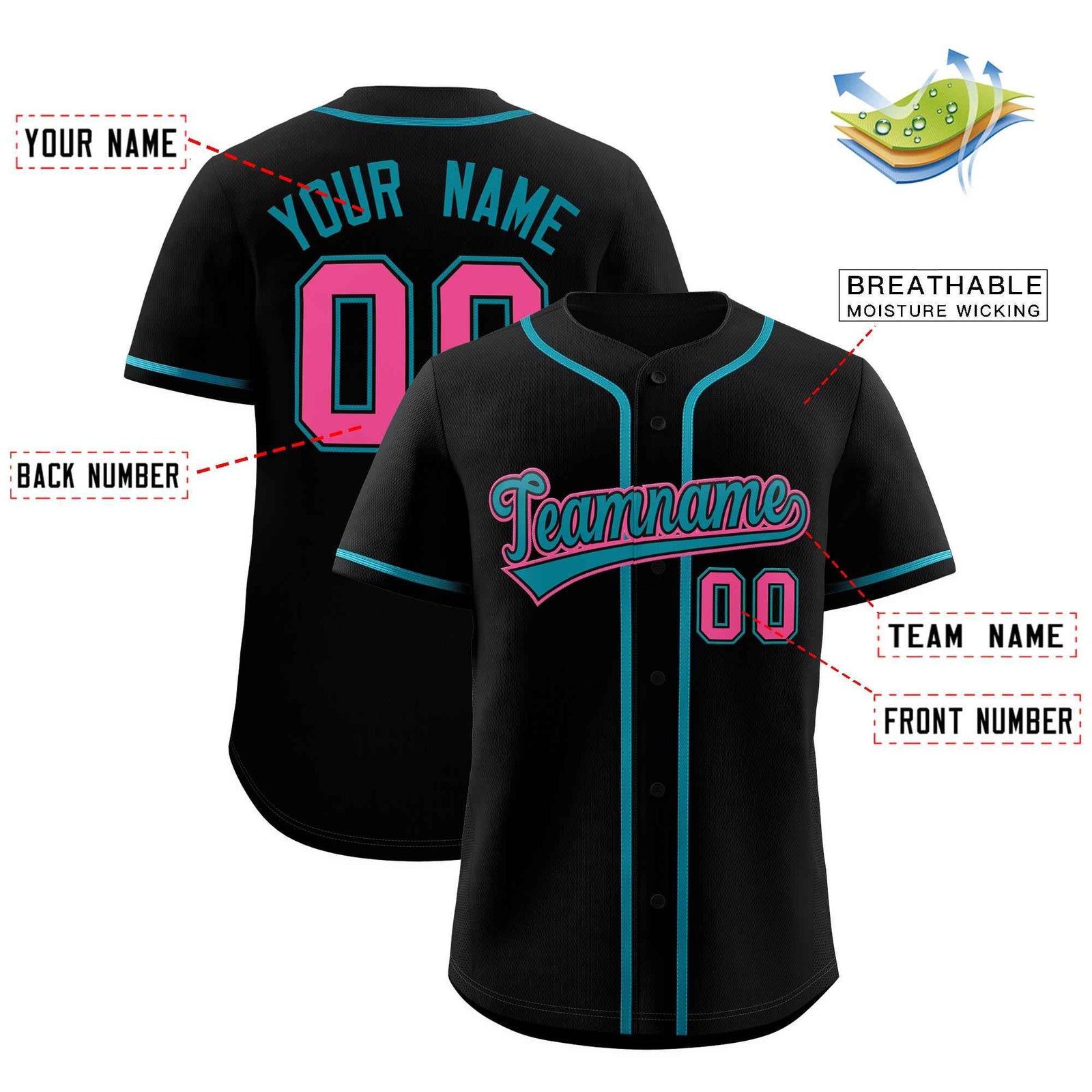 Custom Black Teal Classic Style Authentic Baseball Jersey| KXKSHOP