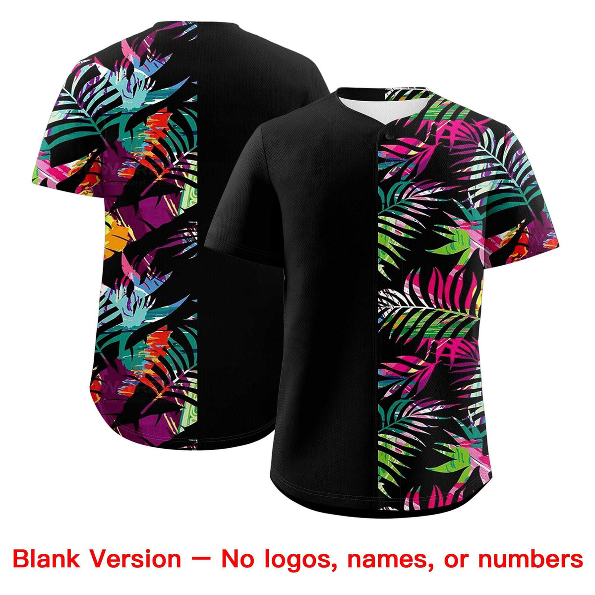 Custom Black Pink Tropical Palm Leaves Authentic Baseball Jersey| KXKSHOP