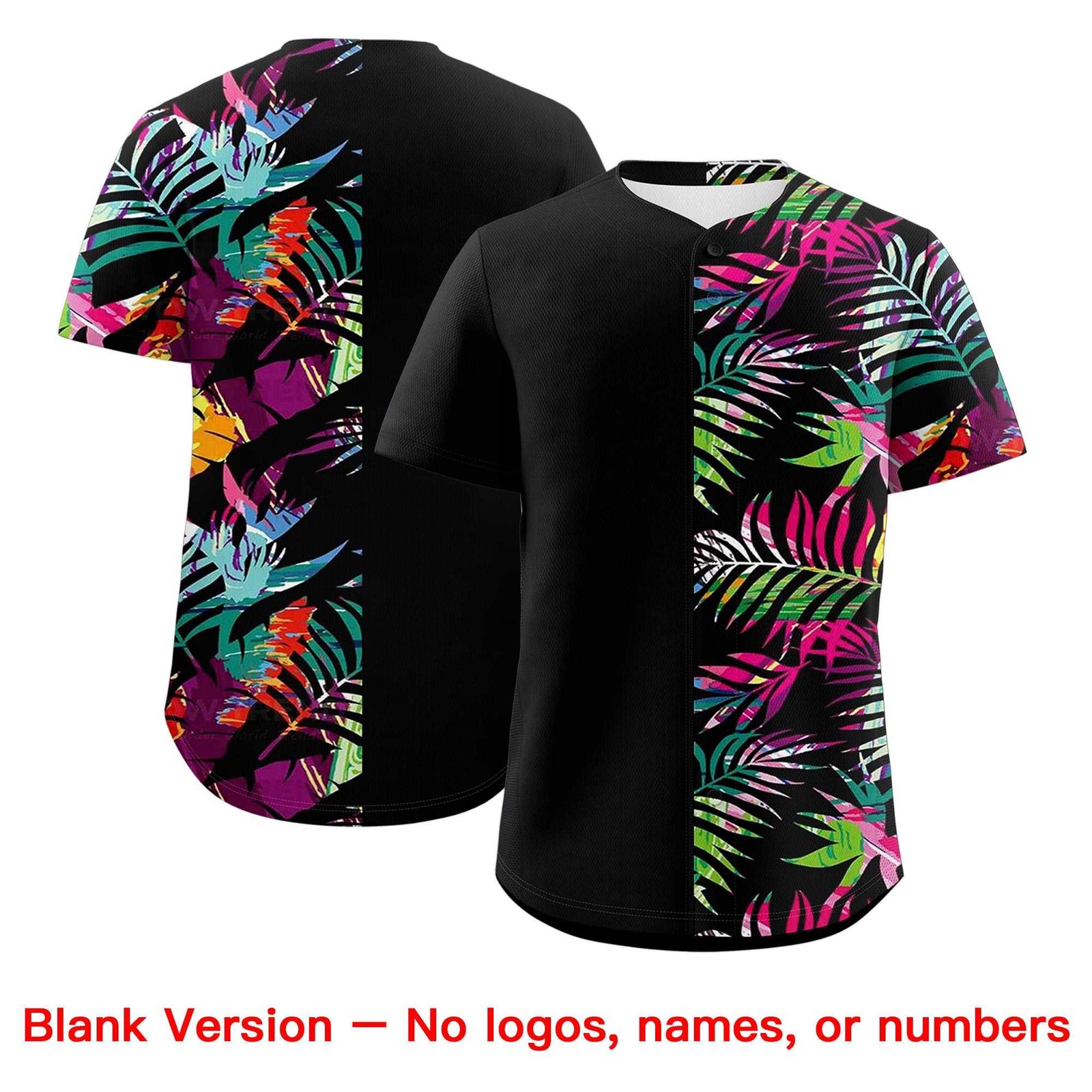 Custom Black Pink Tropical Palm Leaves Authentic Baseball Jersey| KXKSHOP