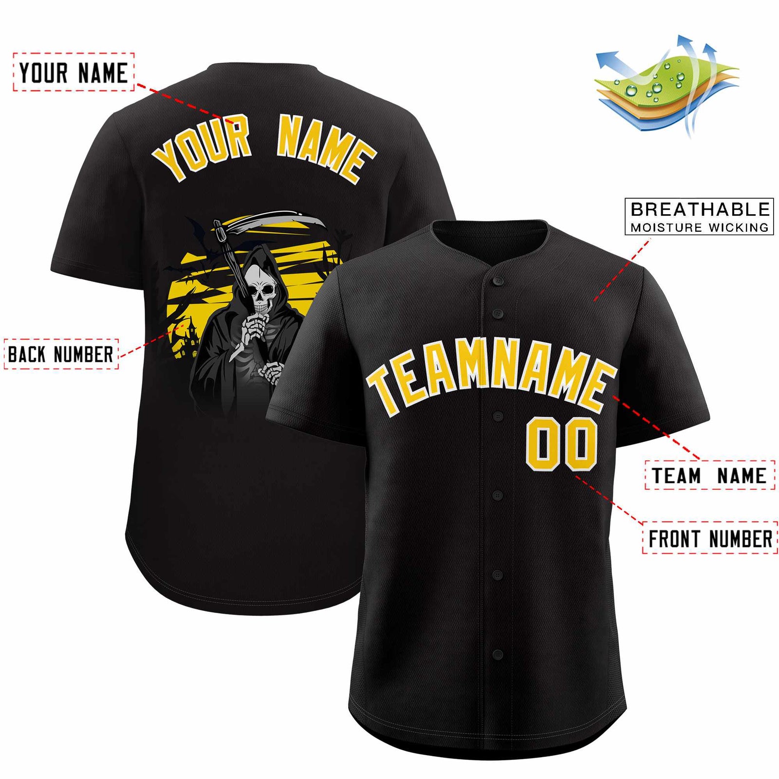 Custom Multi Color Halloween Authentic Baseball Jersey