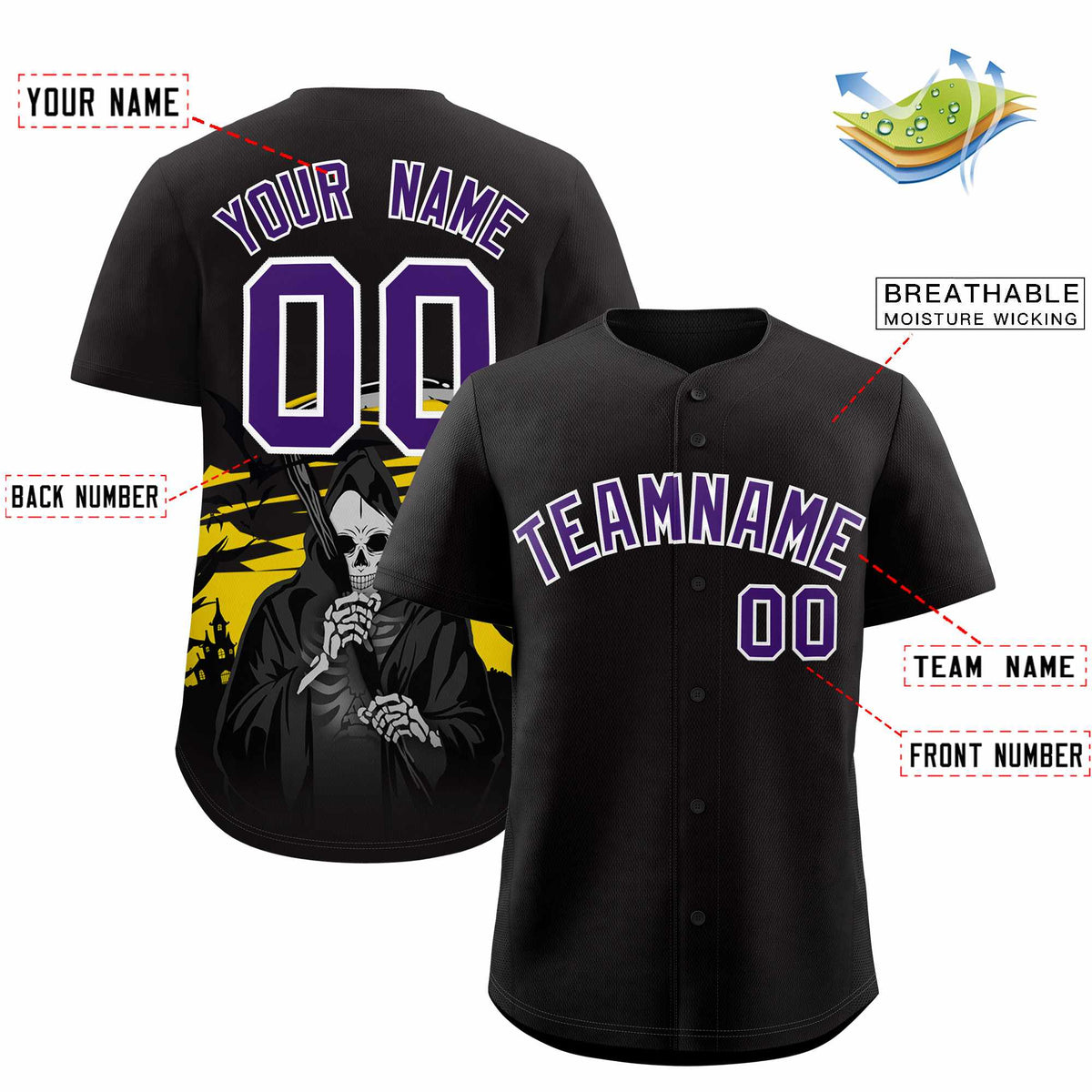 Custom Multi Color Halloween Authentic Baseball Jersey