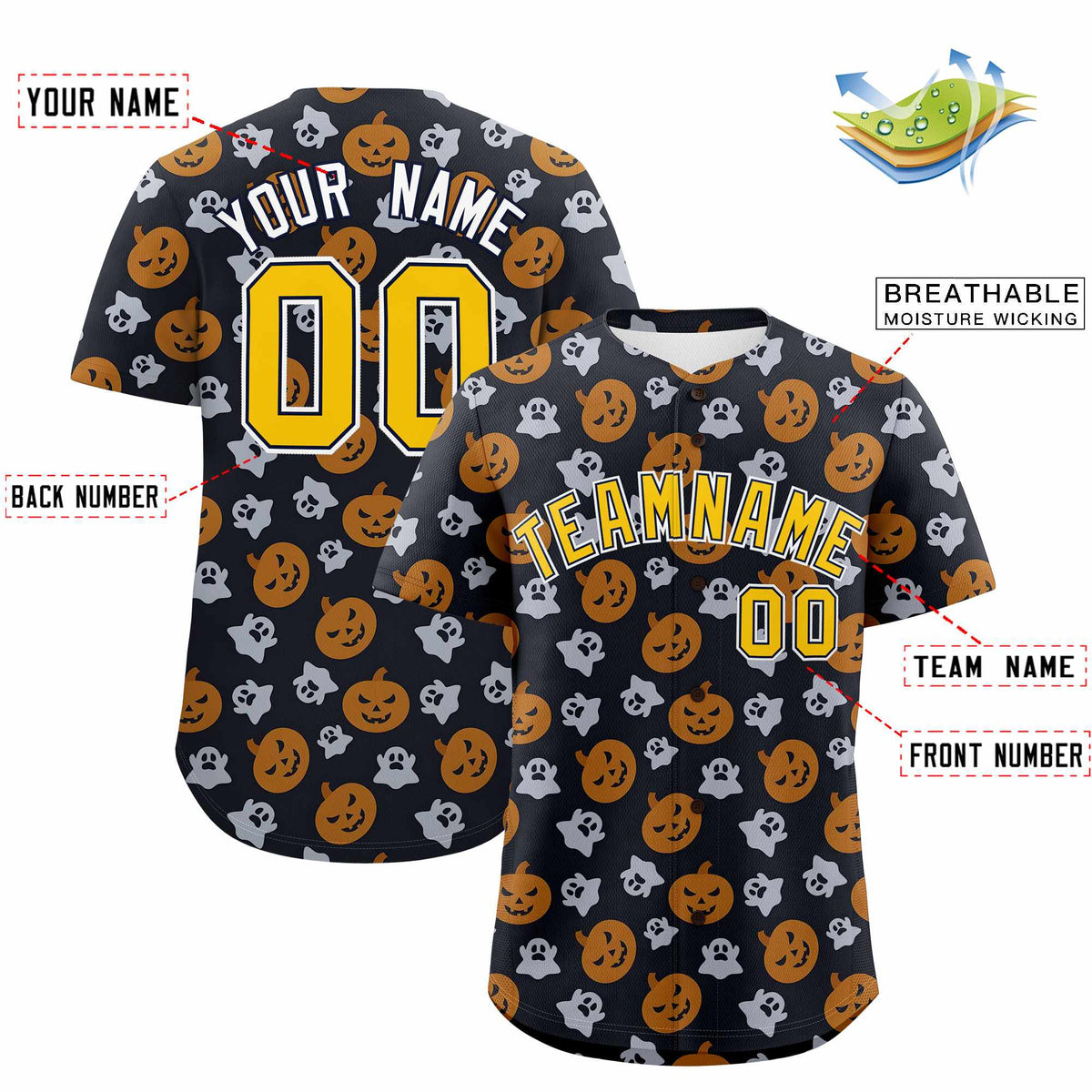 Custom Multi Color Halloween Authentic Baseball Jersey