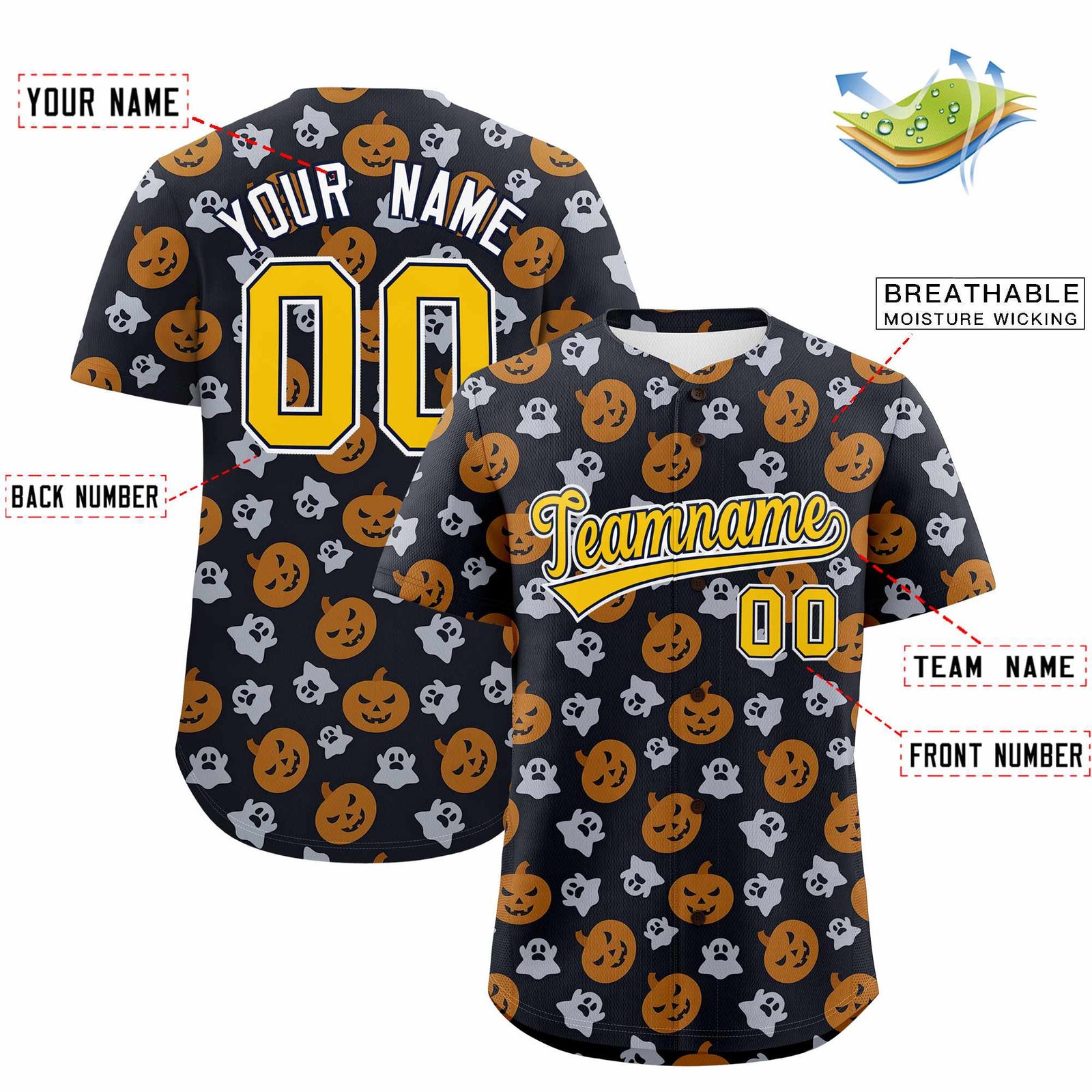 Custom Multi Color Halloween Authentic Baseball Jersey