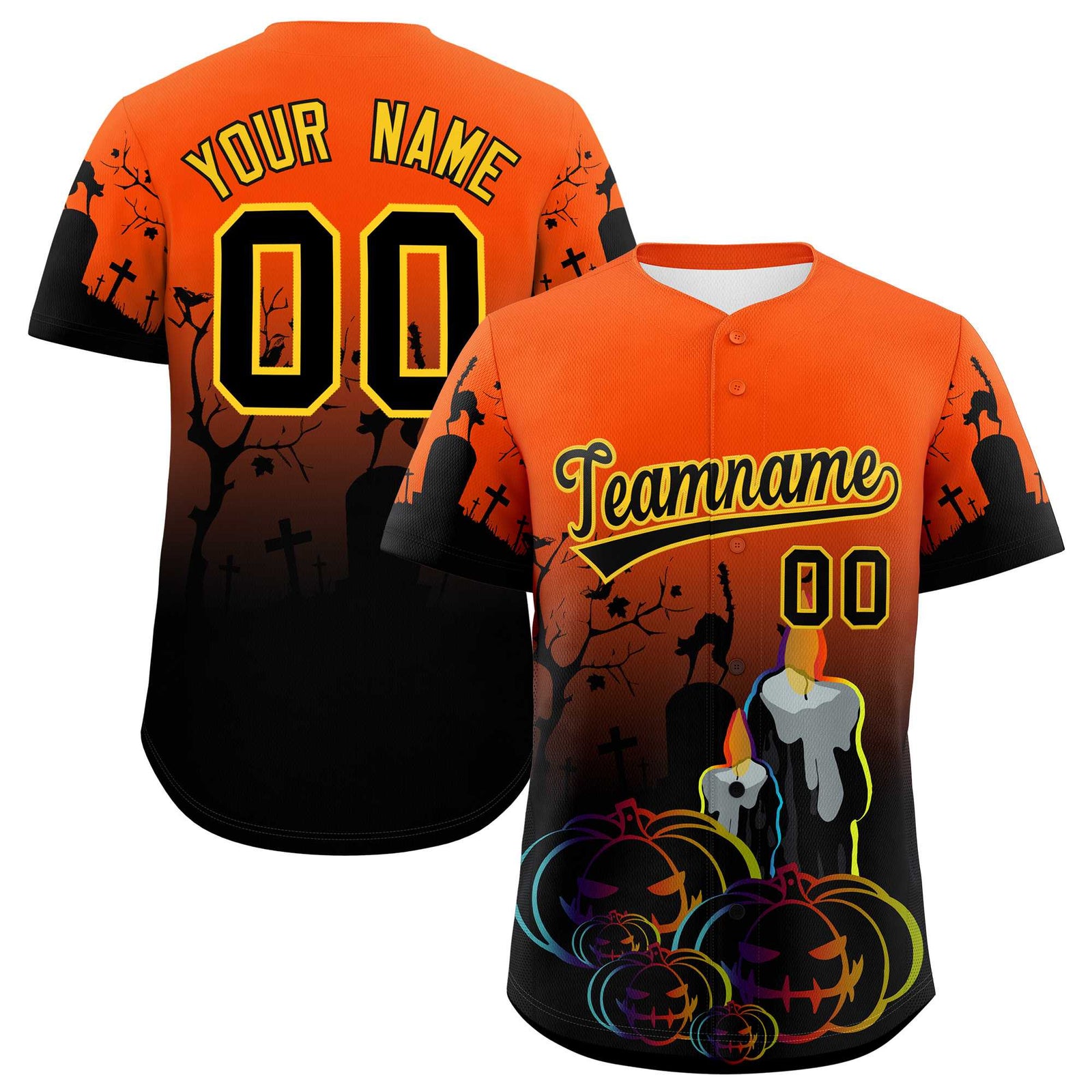 Custom Multi Color Halloween Authentic Baseball Jersey