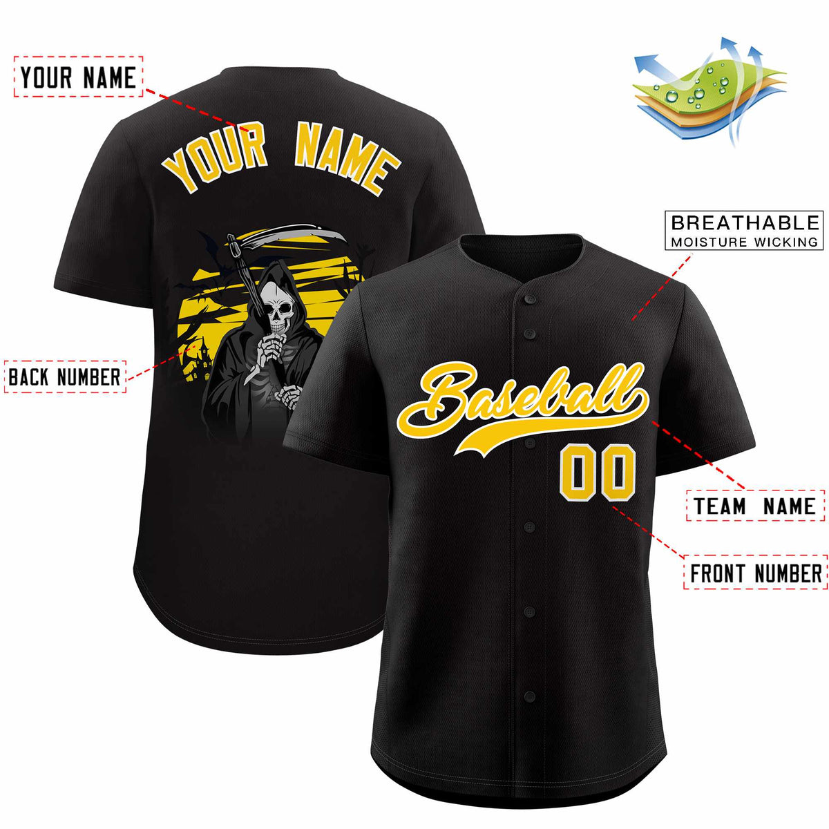 Custom Multi Color Halloween Authentic Baseball Jersey