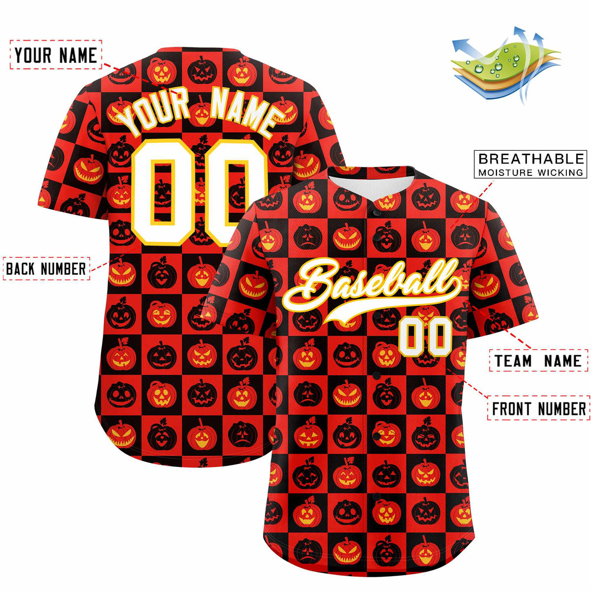 Custom Multi Color Halloween Authentic Baseball Jersey