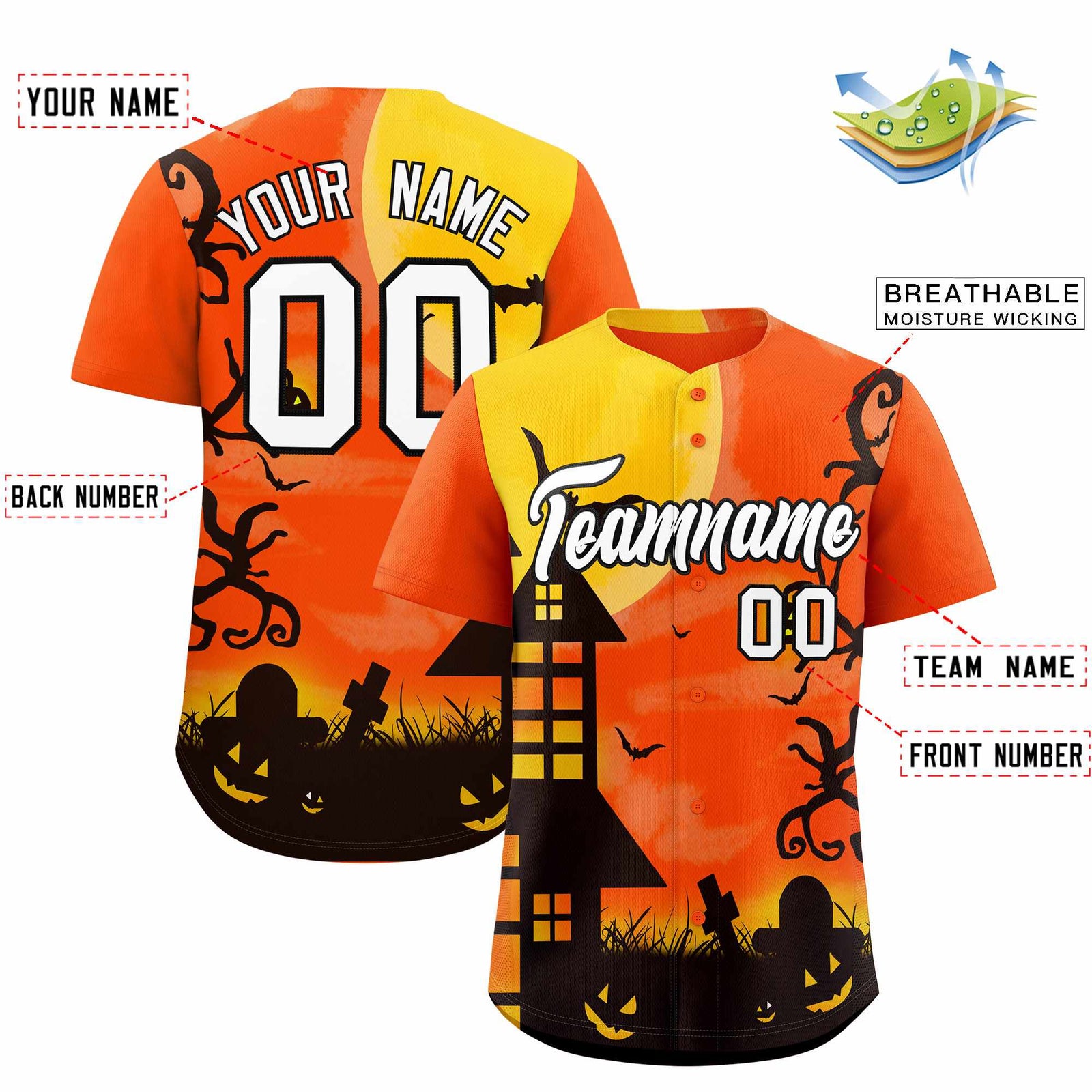 Custom Multi Color Halloween Authentic Baseball Jersey