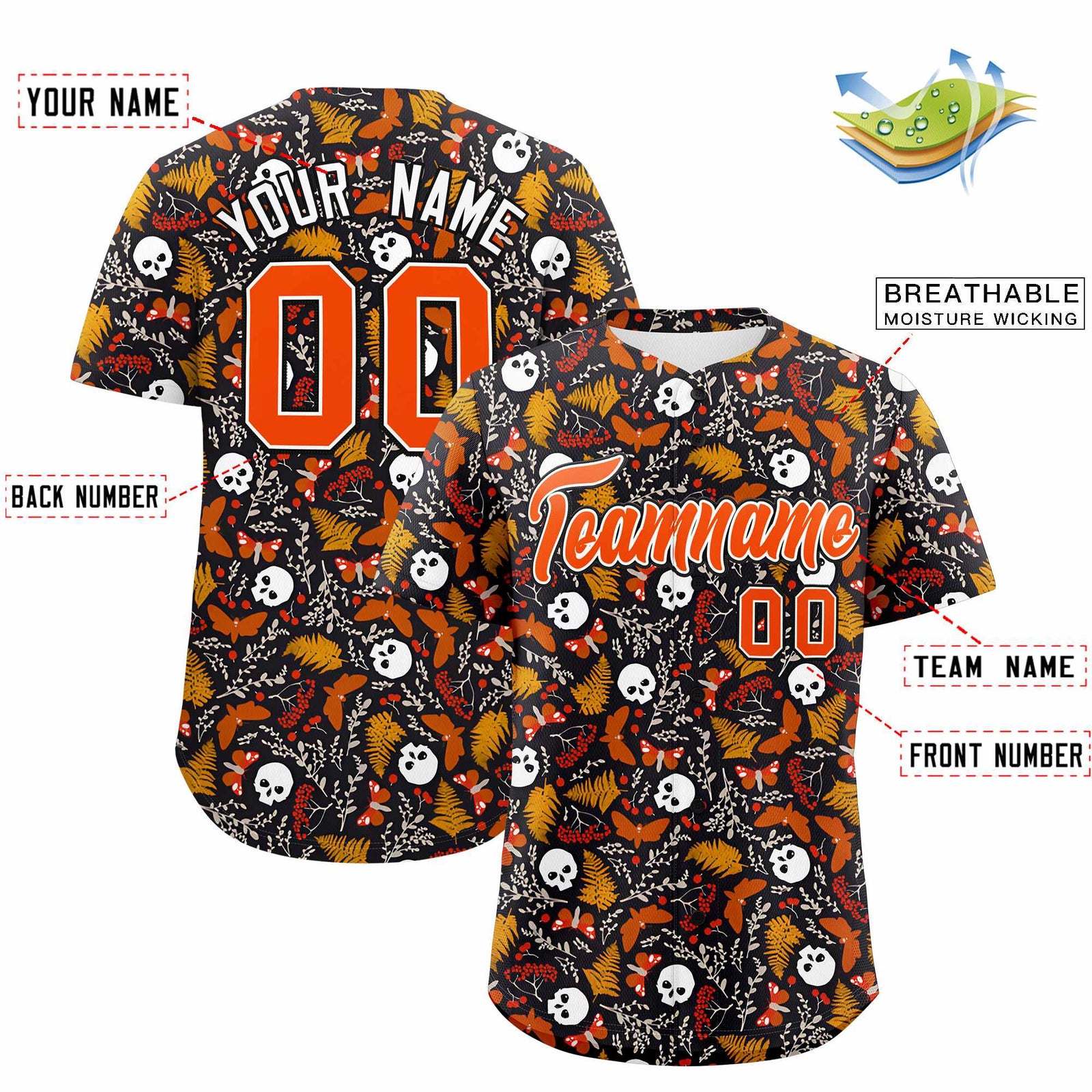 Custom Multi Color Halloween Authentic Baseball Jersey