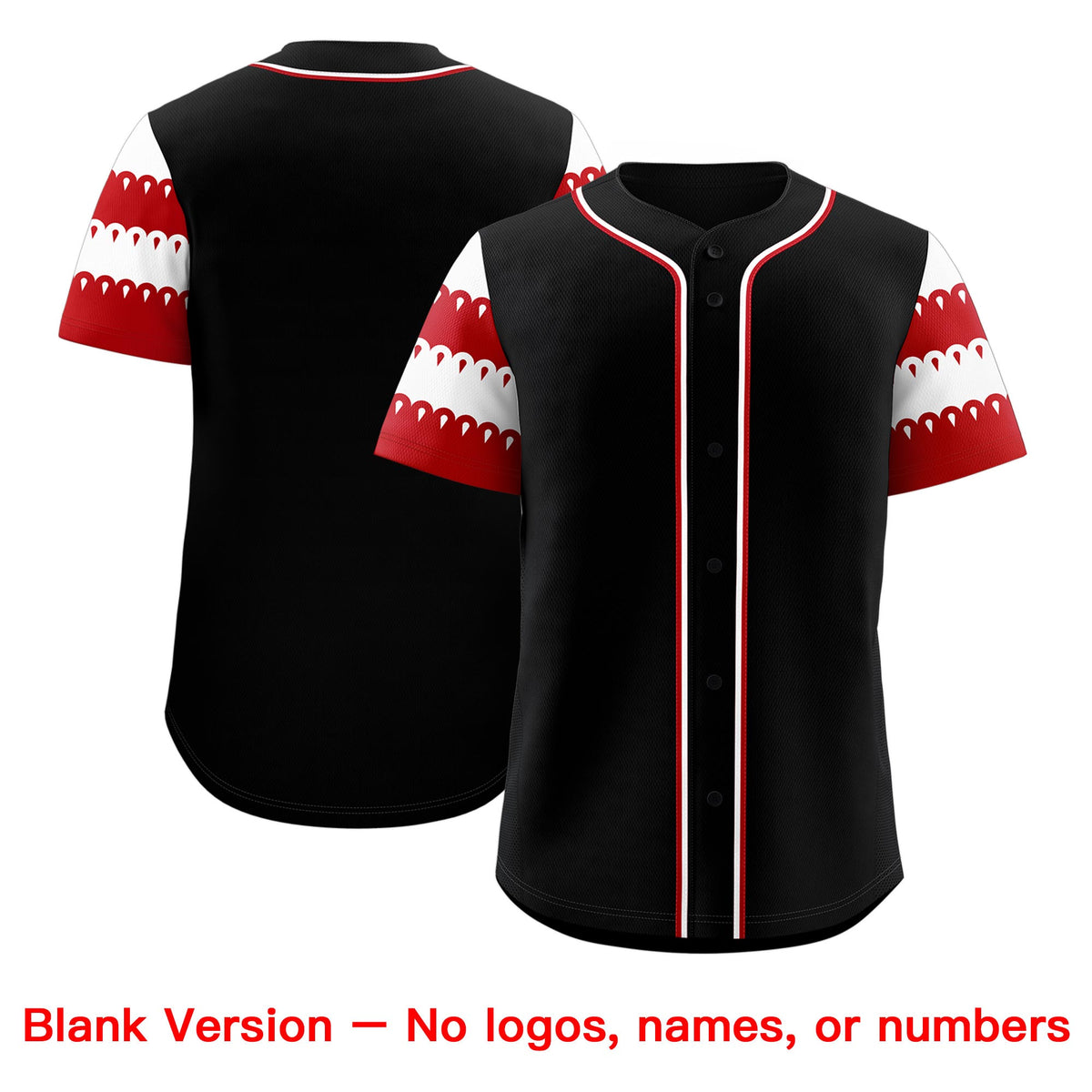 Custom Black Red White Sleeve Flag Lace Baseball Jersey | Sublimation Printed & Embroidery,Add Name and Numbern,Perfect for Teams | KXKSHOP