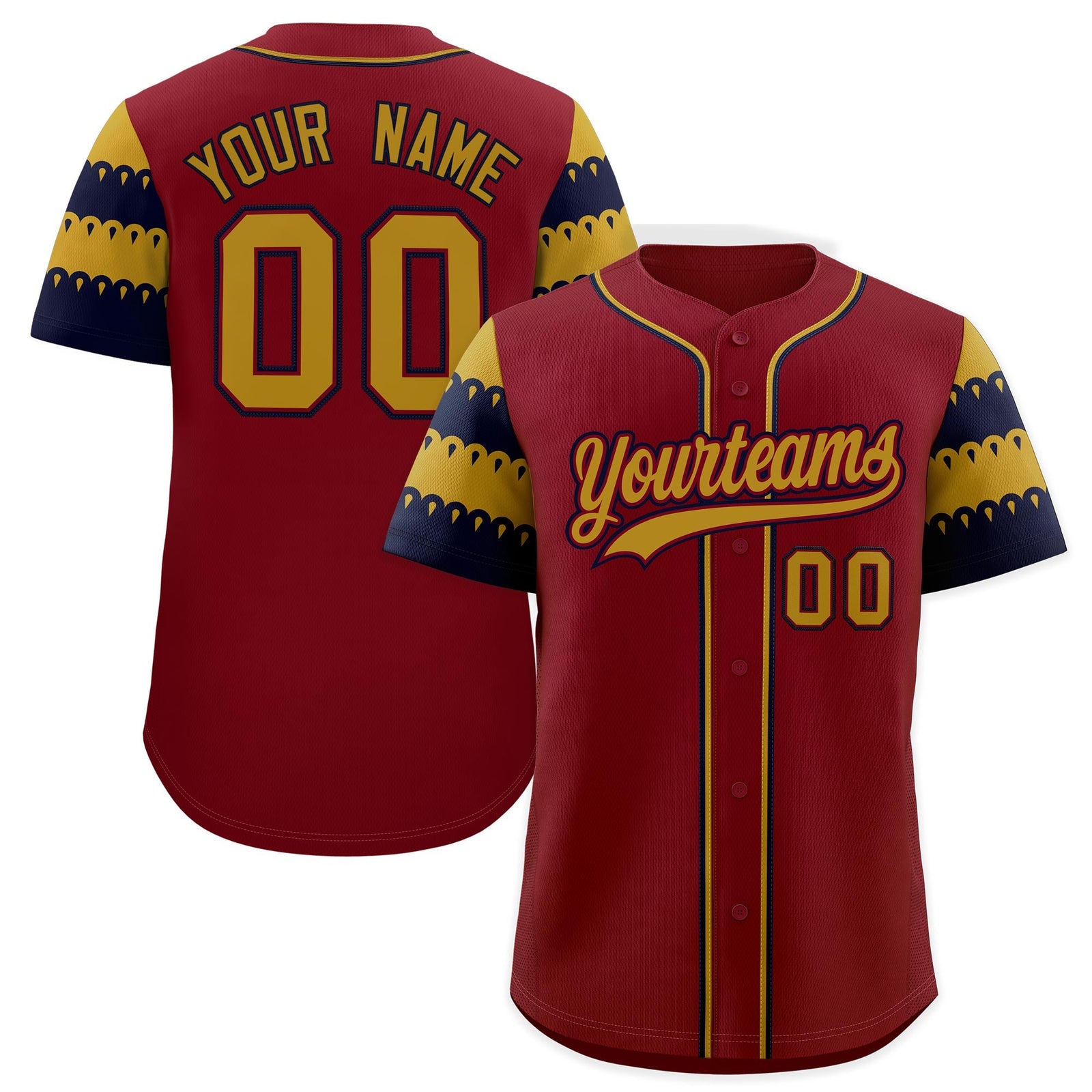 Custom Crimson Old Gold Navy Sleeve Flag Lace Baseball Jersey | Sublimation Printed & Embroidery,Add Name and Numbern,Perfect for Teams | KXKSHOP