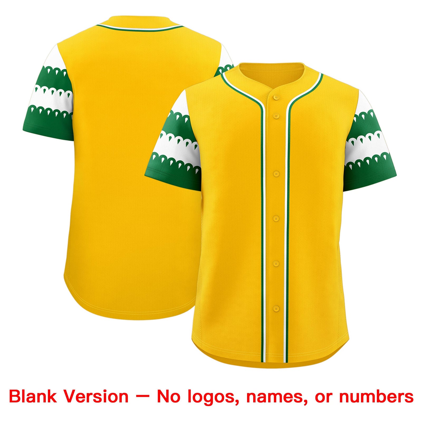 Custom Gold Kelly Green White Sleeve Flag Lace Baseball Jersey | Sublimation Printed & Embroidery,Add Name and Numbern,Perfect for Teams | KXKSHOP
