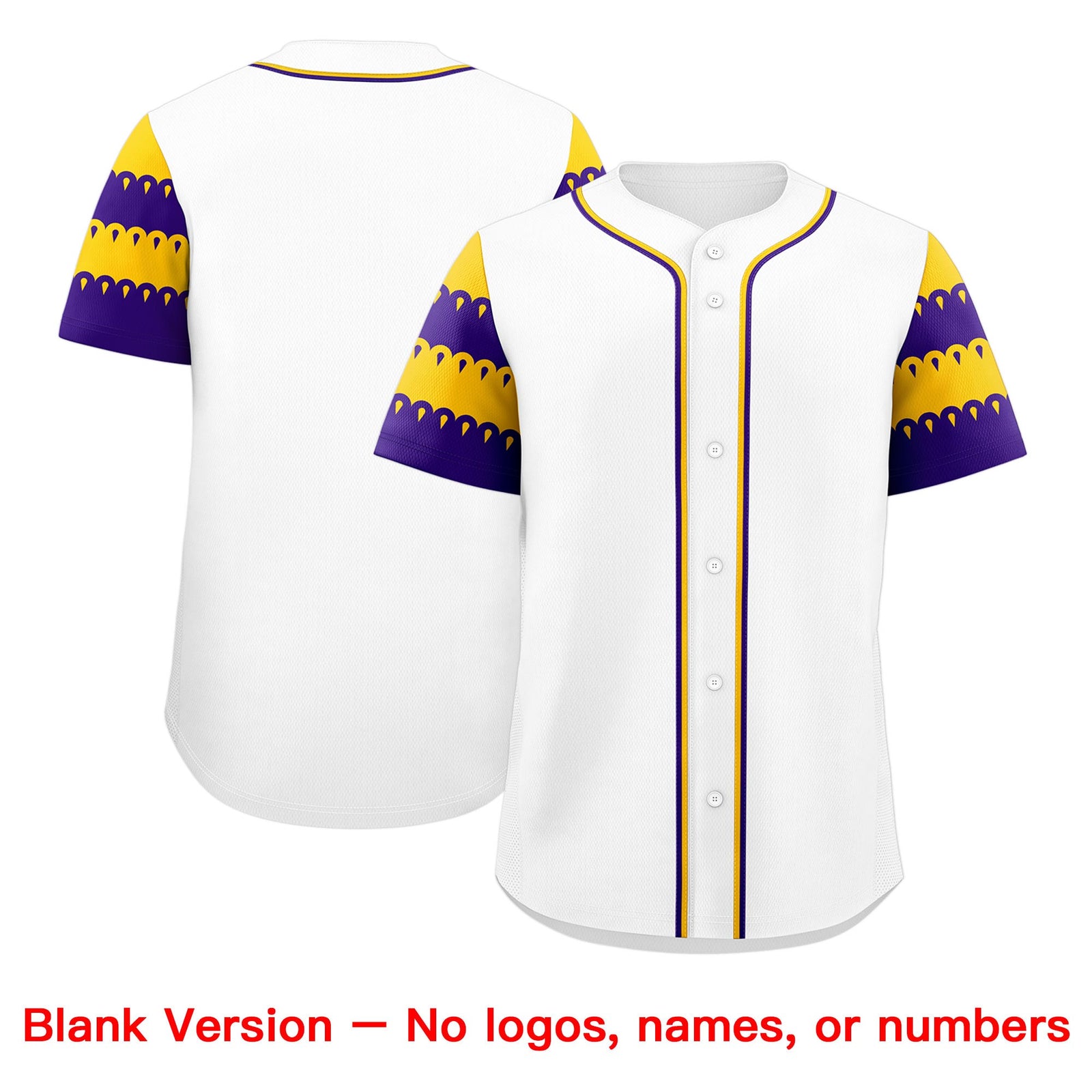 Custom White Gold Purple Sleeve Flag Lace Baseball Jersey | Sublimation Printed & Embroidery,Add Name and Numbern,Perfect for Teams | KXKSHOP