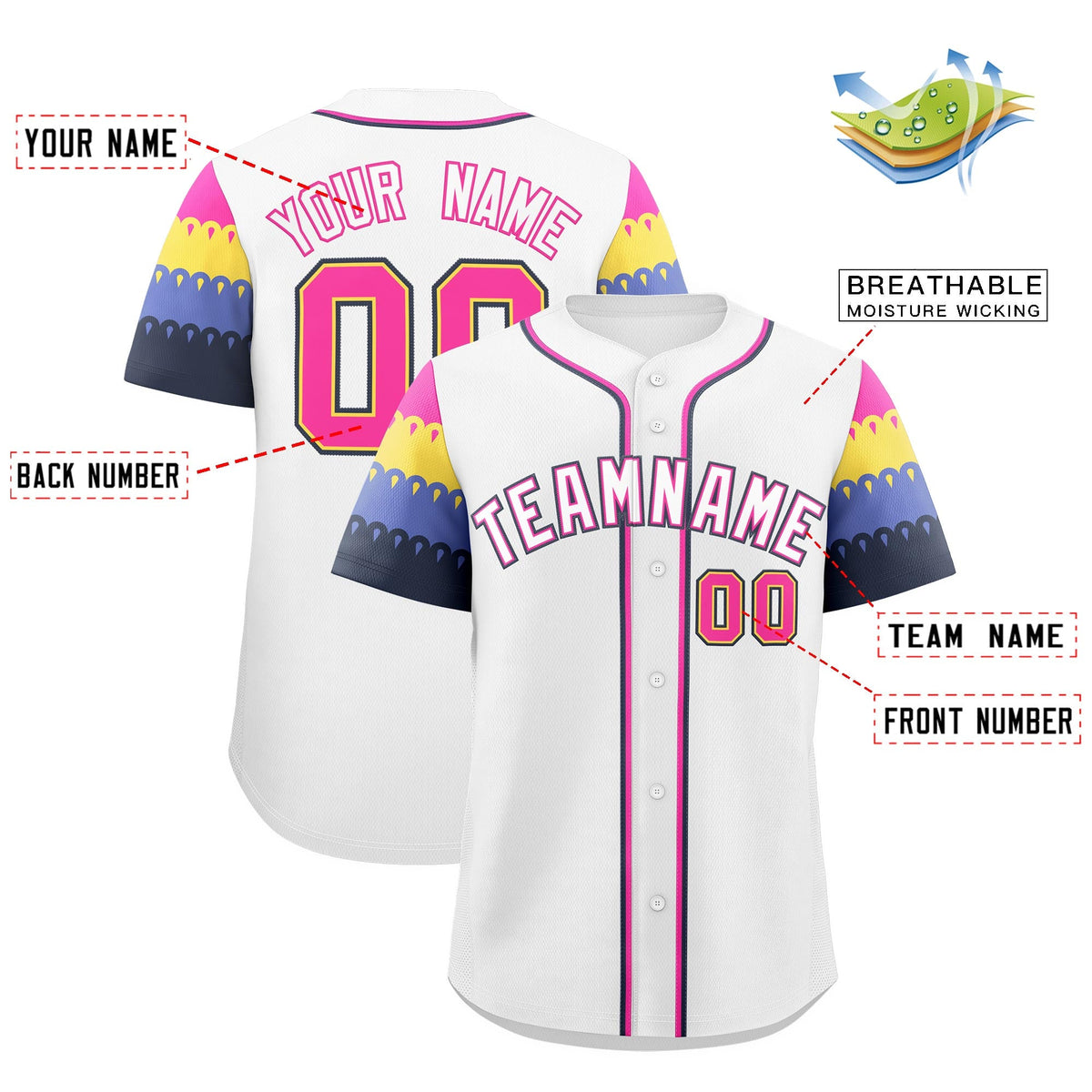 Custom White Rose Red Navy Sleeve Flag Lace Baseball Jersey | Sublimation Printed &amp; Embroidery,Add Name and Numbern,Perfect for Teams | KXKSHOP