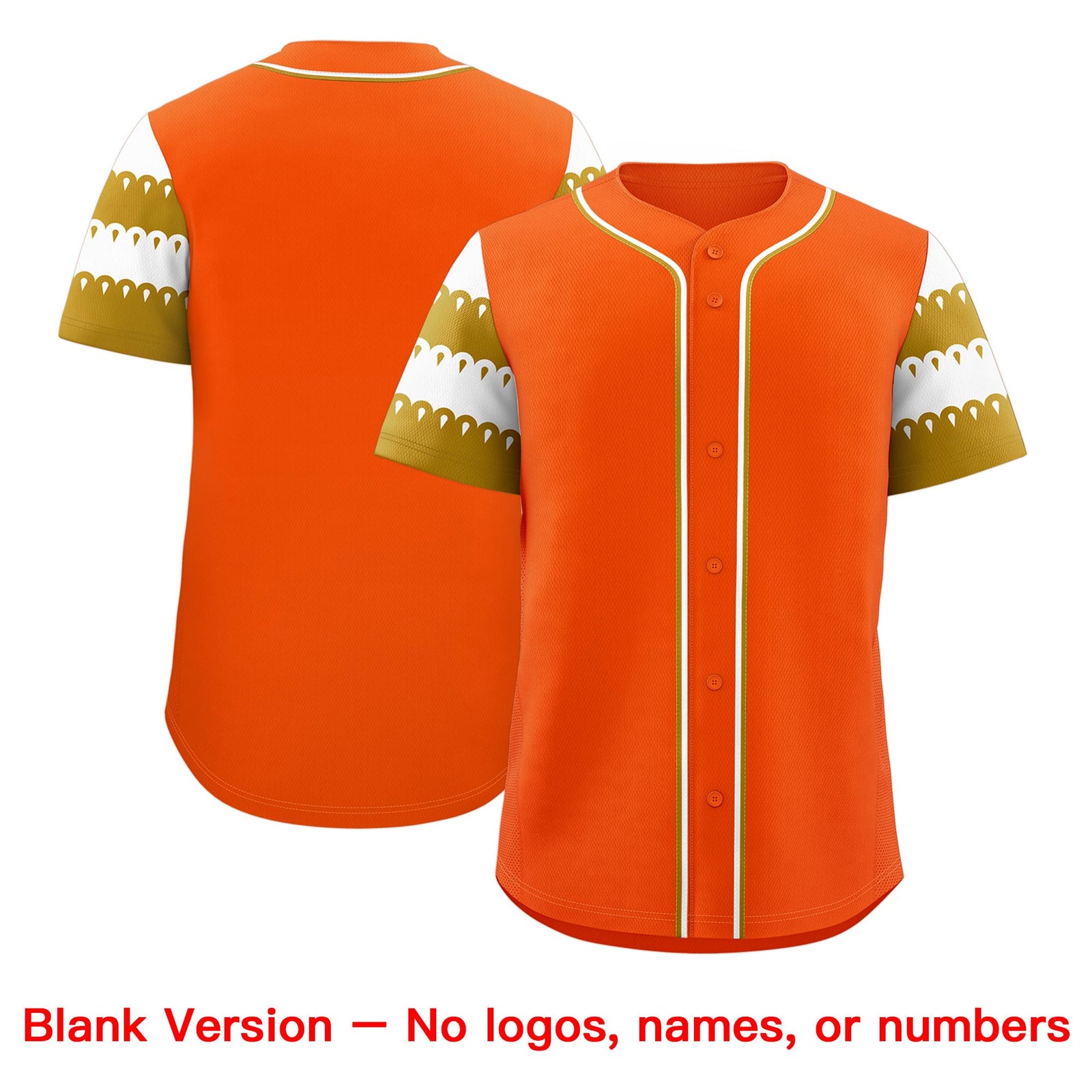 Custom Orange Old Gold White Sleeve Flag Lace Baseball Jersey | Sublimation Printed & Embroidery,Add Name and Numbern,Perfect for Teams | KXKSHOP