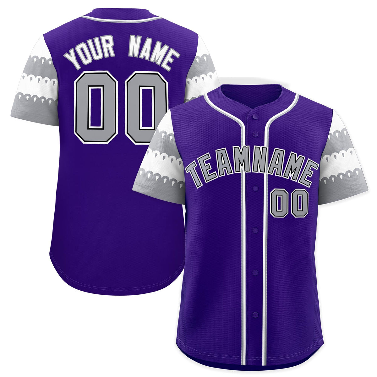 Custom Purple Gray White Sleeve Flag Lace Baseball Jersey | Sublimation Printed & Embroidery,Add Name and Numbern,Perfect for Teams | KXKSHOP