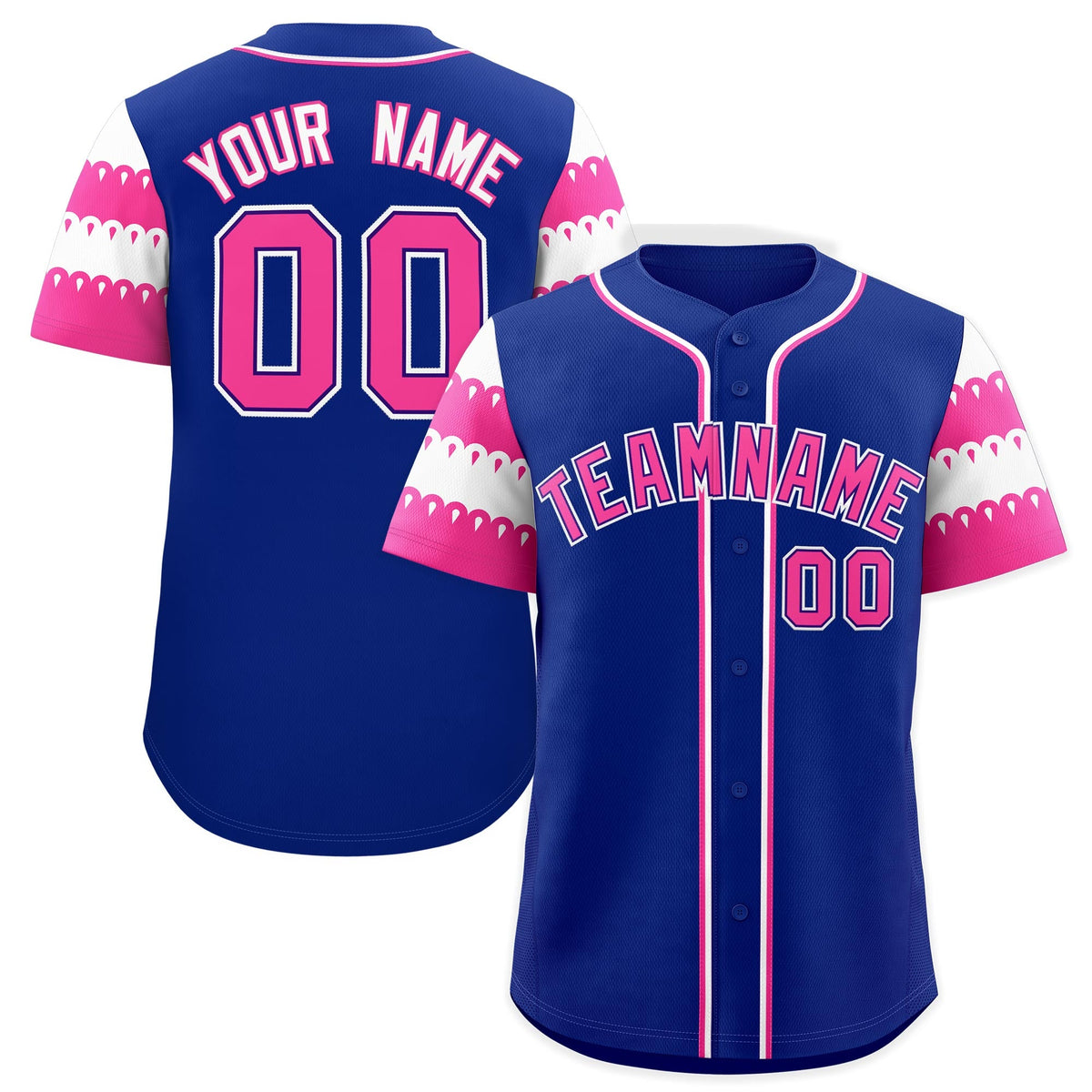 Custom Royal Pink White Sleeve Flag Lace Baseball Jersey | Sublimation Printed & Embroidery,Add Name and Numbern,Perfect for Teams | KXKSHOP