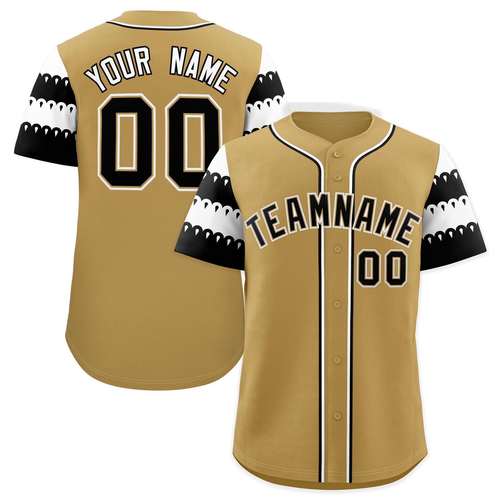 Custom Khaki White Black Sleeve Flag Lace Baseball Jersey | Sublimation Printed & Embroidery,Add Name and Numbern,Perfect for Teams | KXKSHOP