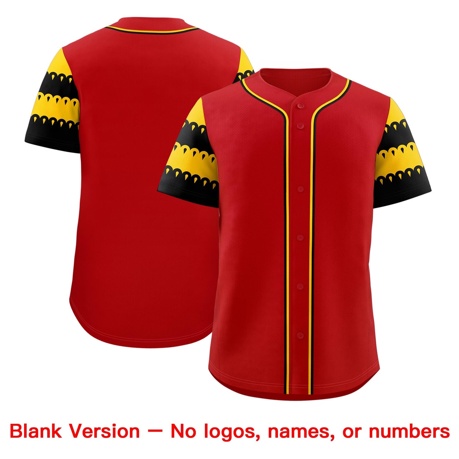 Custom Red Gold Black Sleeve Flag Lace Baseball Jersey | Sublimation Printed & Embroidery,Add Name and Numbern,Perfect for Teams | KXKSHOP