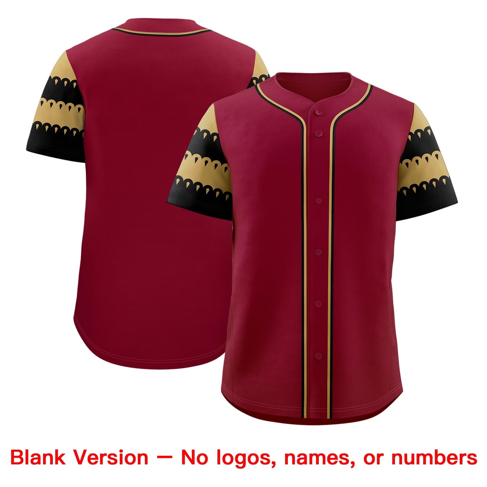 Custom Crimson Black Old Gold Sleeve Flag Lace Baseball Jersey | Sublimation Printed & Embroidery,Add Name and Numbern,Perfect for Teams | KXKSHOP