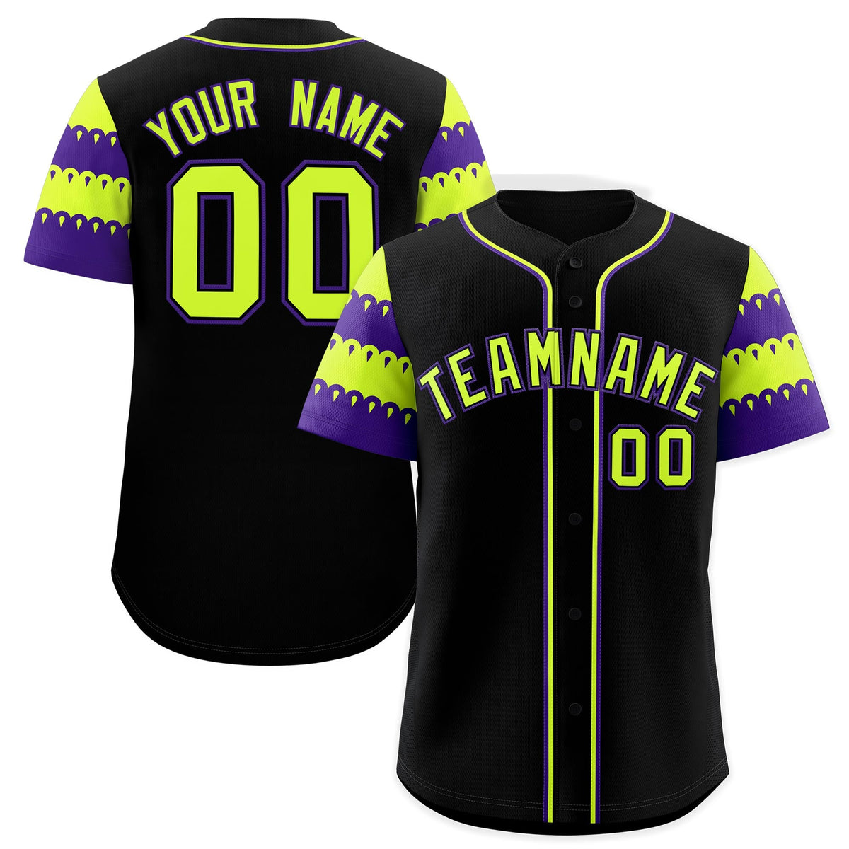 Custom Black Purple Sleeve Flag Lace Baseball Jersey | Sublimation Printed & Embroidery,Add Name and Numbern,Perfect for Teams | KXKSHOP