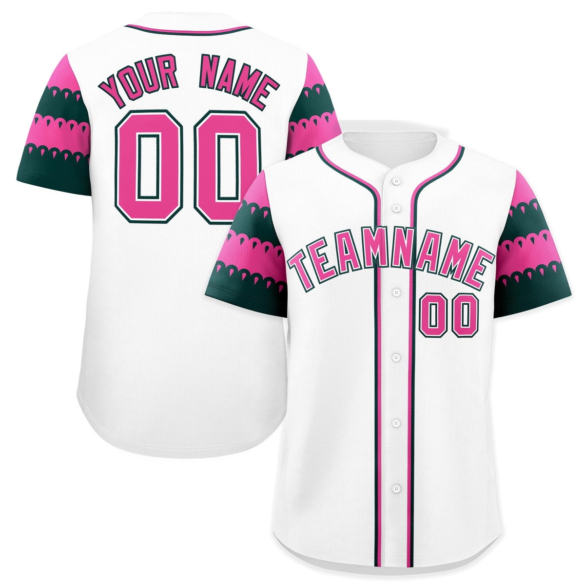 Custom White Green Pink Sleeve Flag Lace Baseball Jersey | Sublimation Printed & Embroidery,Add Name and Numbern,Perfect for Teams | KXKSHOP