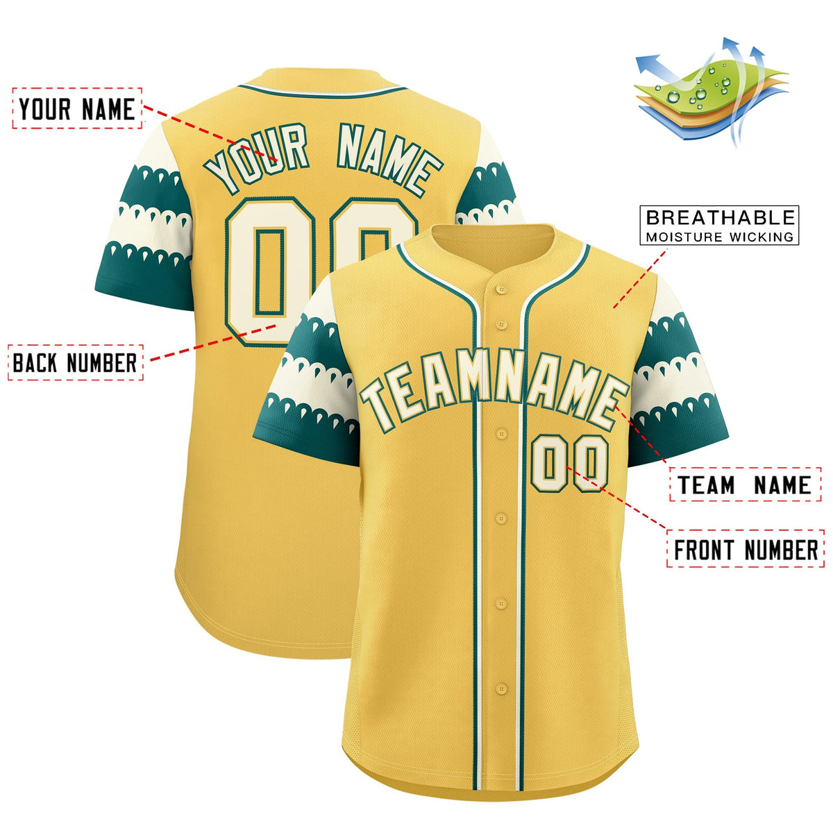Custom Khaki Teal Cream Sleeve Flag Lace Baseball Jersey | Sublimation Printed &amp; Embroidery,Add Name and Numbern,Perfect for Teams | KXKSHOP