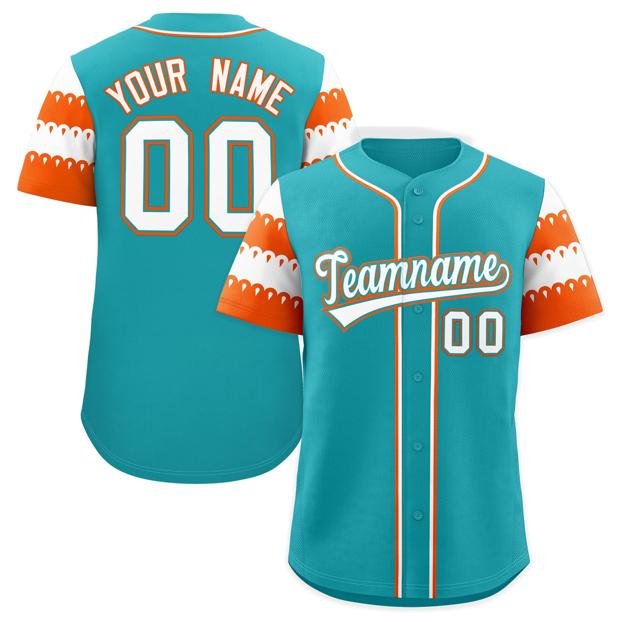 Custom Aqua Orange White Sleeve Flag Lace Baseball Jersey | Sublimation Printed & Embroidery,Add Name and Numbern,Perfect for Teams | KXKSHOP