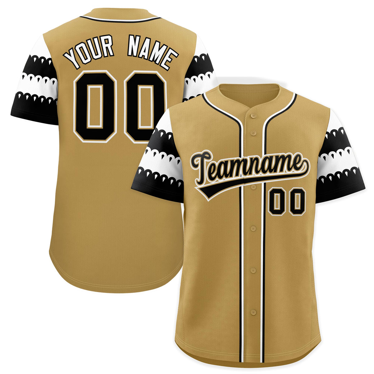 Custom Khaki White Black Sleeve Flag Lace Baseball Jersey | Sublimation Printed &amp; Embroidery,Add Name and Numbern,Perfect for Teams | KXKSHOP