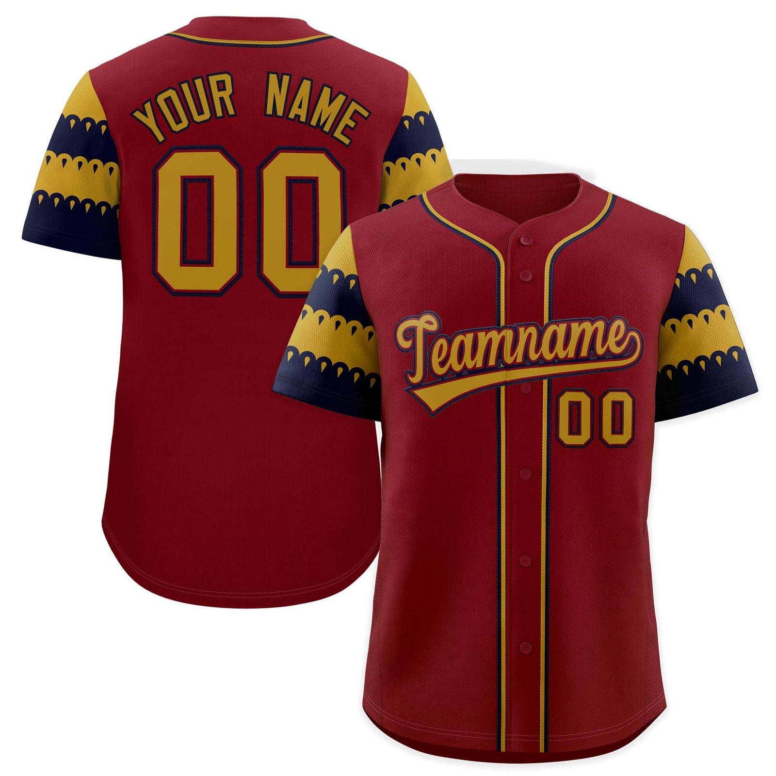 Custom Crimson Old Gold Navy Sleeve Flag Lace Baseball Jersey | Sublimation Printed & Embroidery,Add Name and Numbern,Perfect for Teams | KXKSHOP