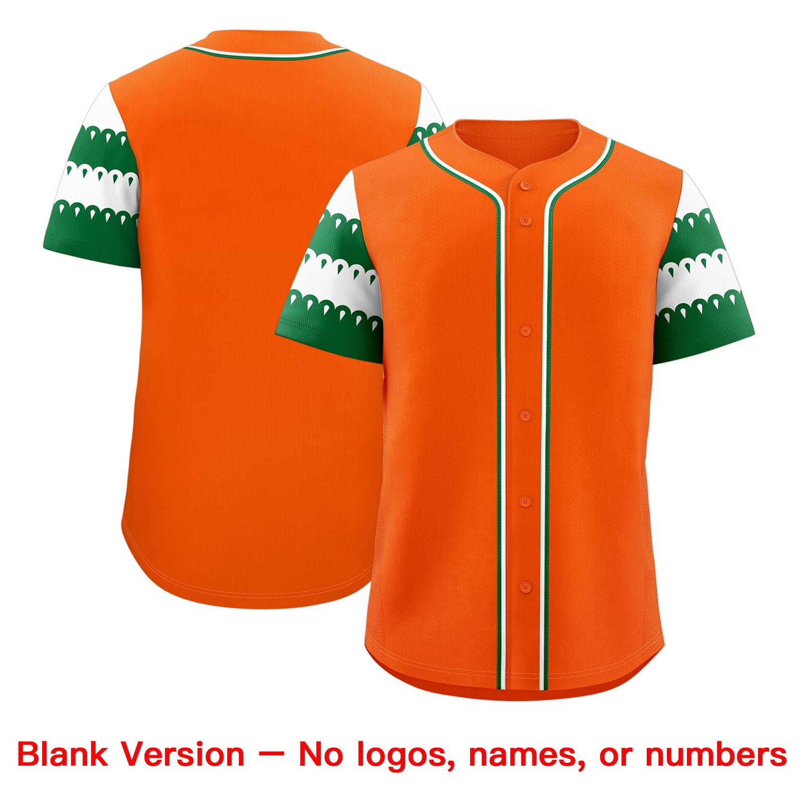 Custom Orange Kelly Green White Sleeve Flag Lace Baseball Jersey | Sublimation Printed & Embroidery,Add Name and Numbern,Perfect for Teams | KXKSHOP
