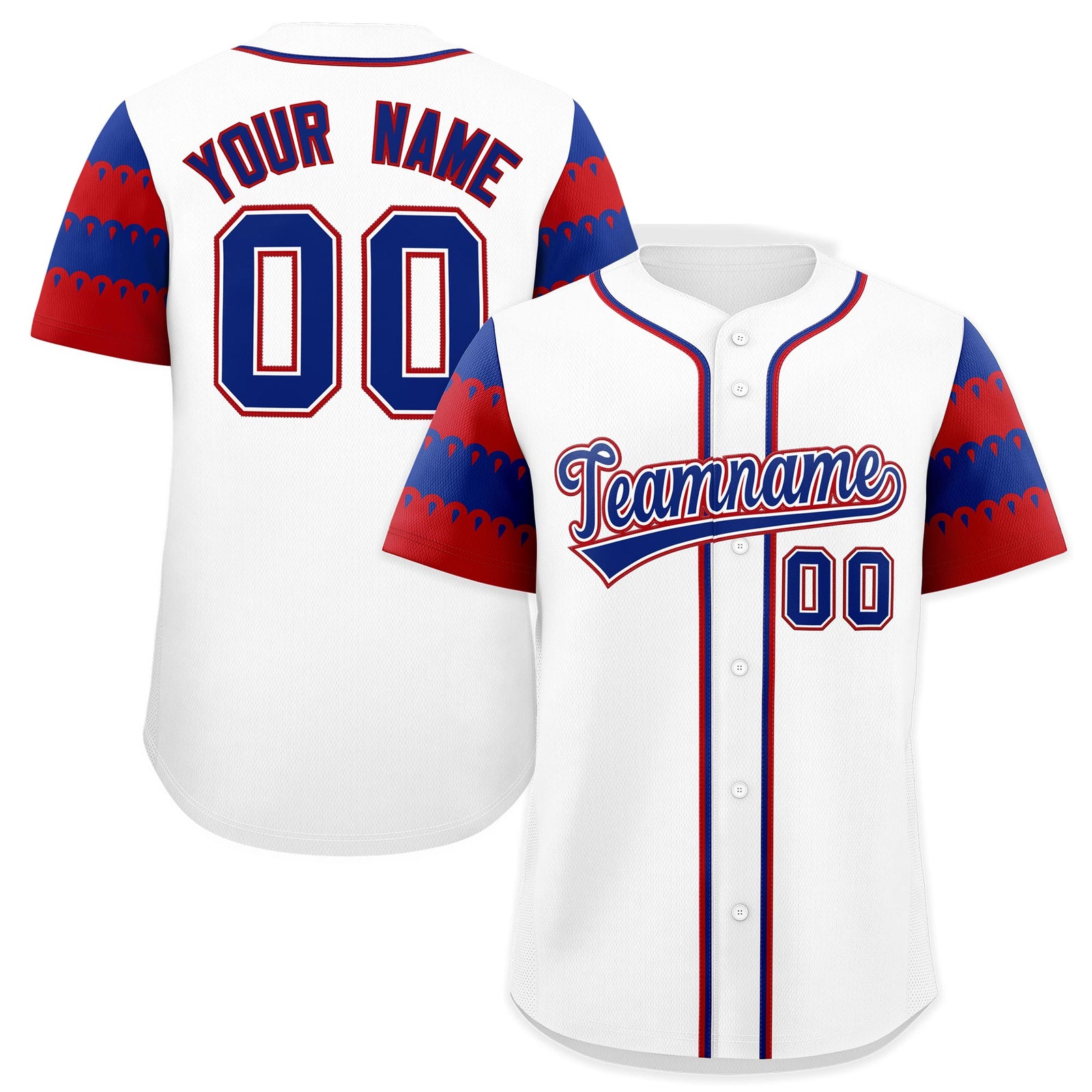 Custom White Red Royal Sleeve Flag Lace Baseball Jersey | Sublimation Printed & Embroidery,Add Name and Numbern,Perfect for Teams | KXKSHOP